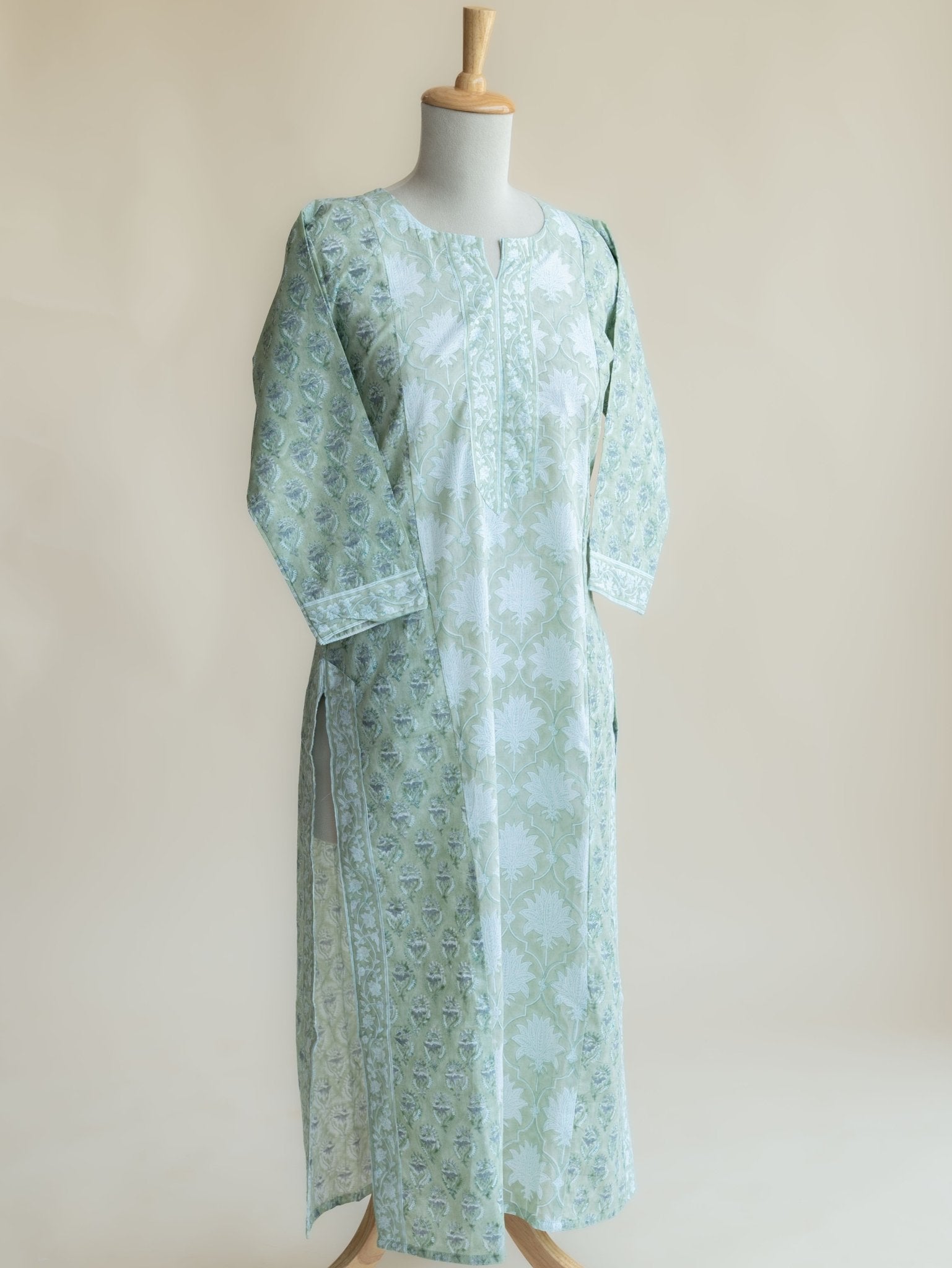 Yaksha Cotton Block Printed Straight Kurta - AINA