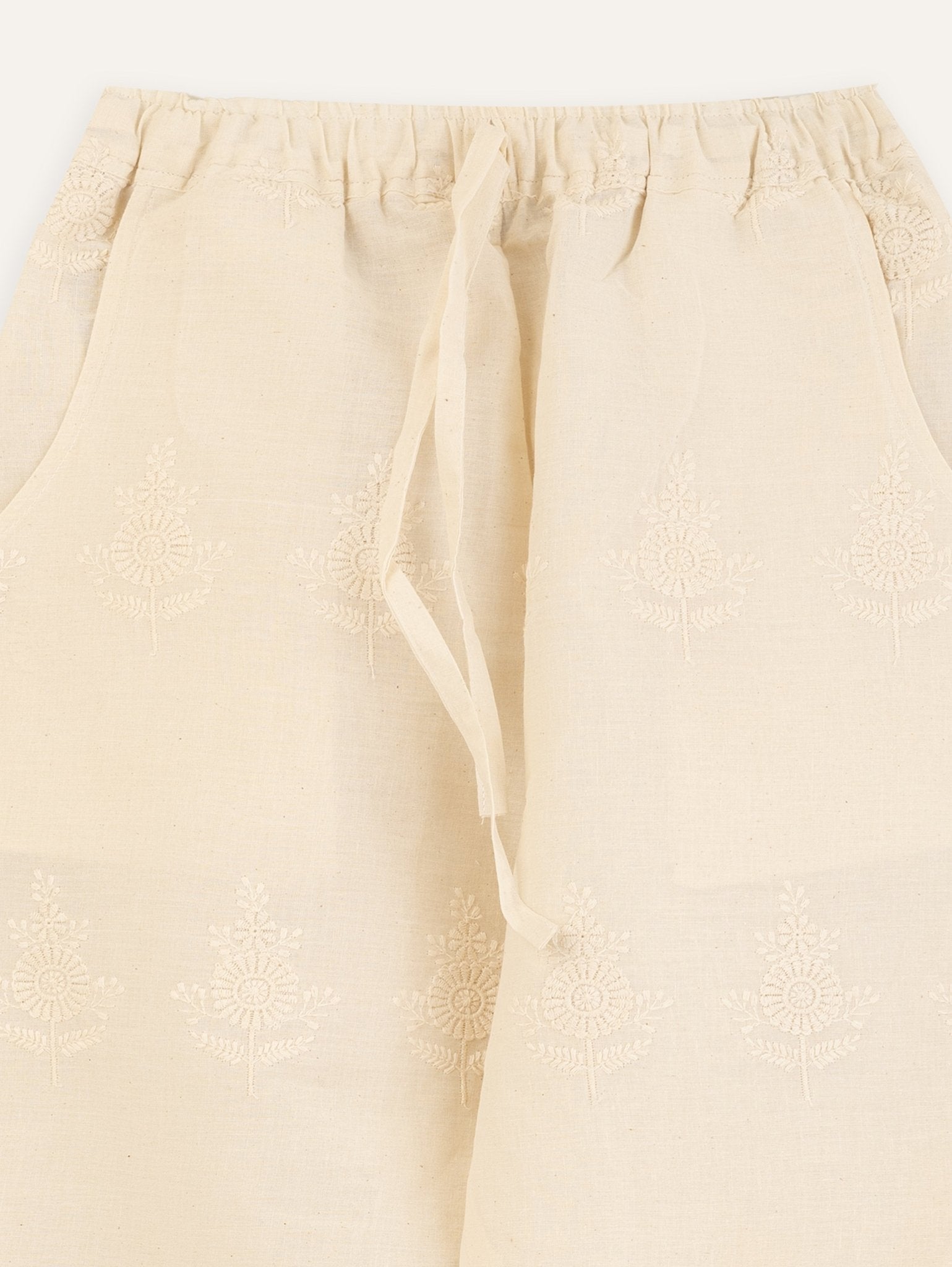 Yamini Cotton Embroidered Straight Pant - AINA