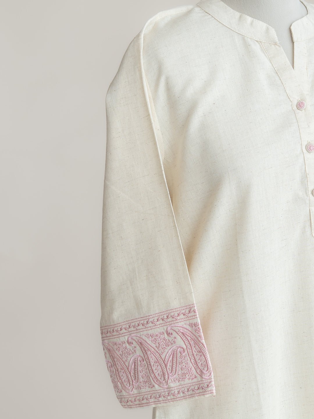 Yara Cotton Flax Embroidered Straight Kurta - AINA