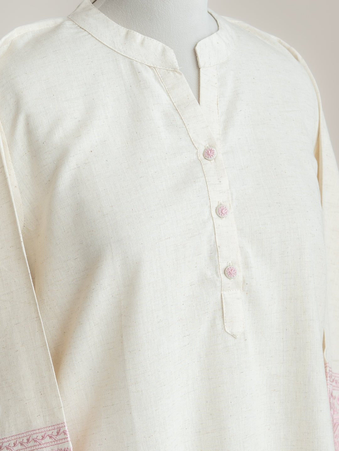 Yara Cotton Flax Embroidered Straight Kurta - AINA