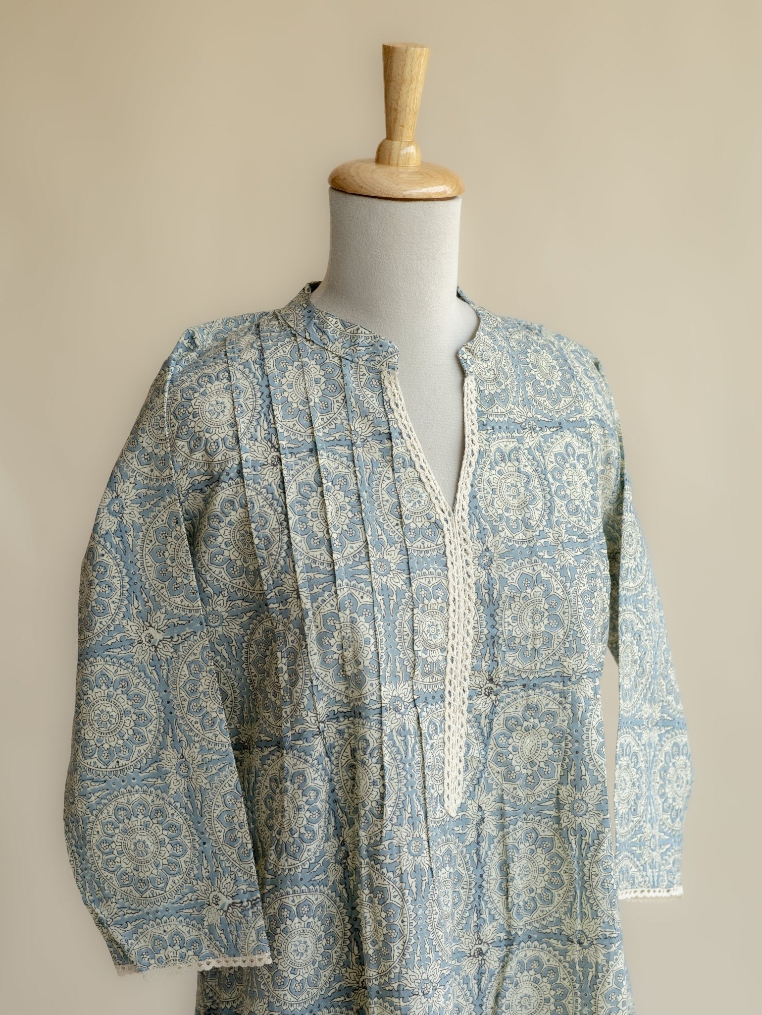 Yashitha Cotton Block Printed A - Line Kurta - AINA