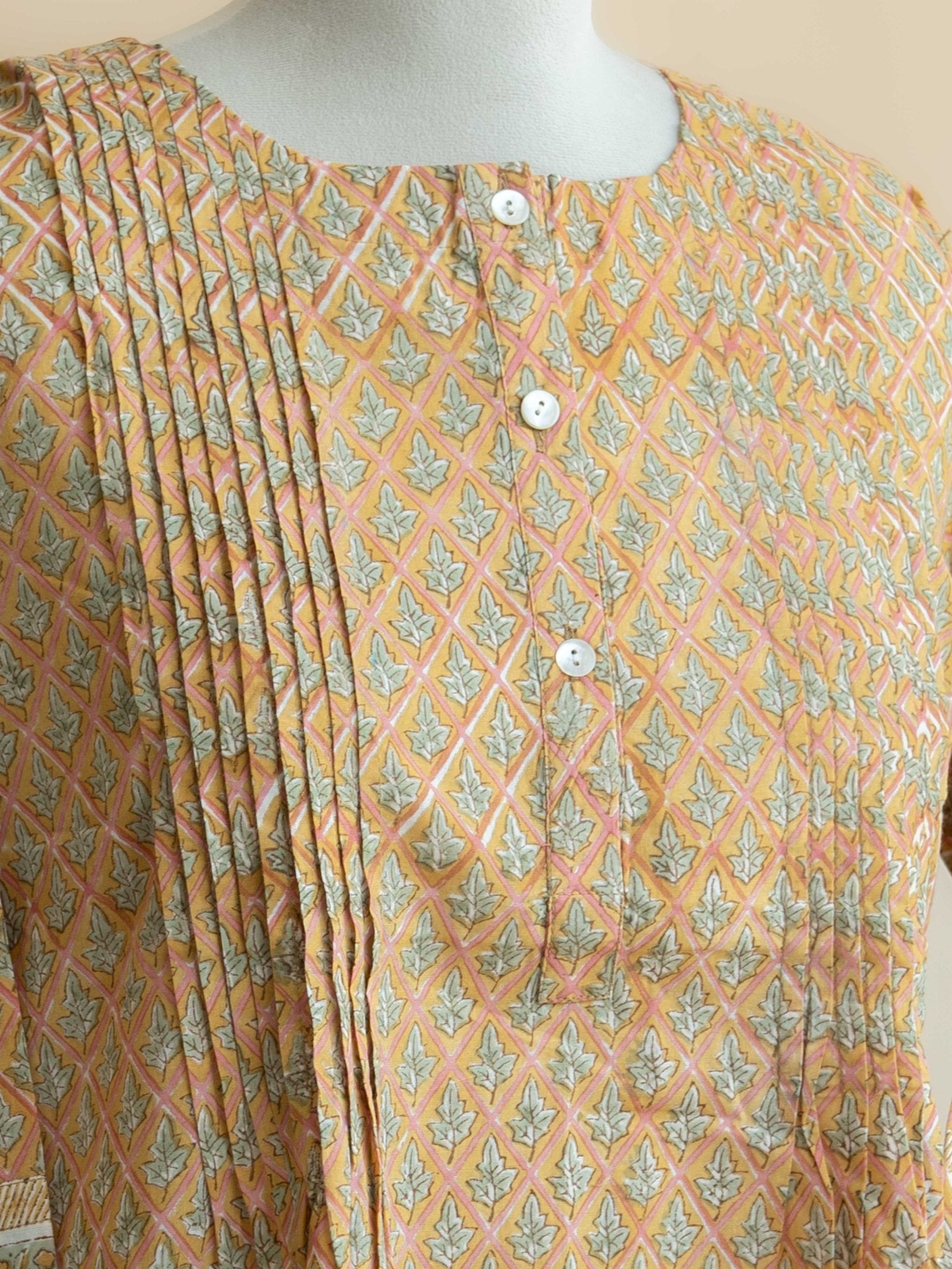 Yashvi Cotton Block Printed A - Line Kurta - AINA