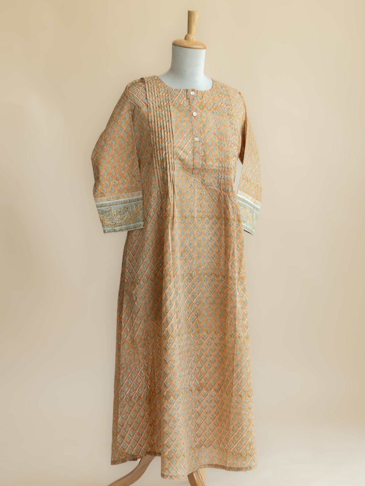 Yashvi Cotton Block Printed A - Line Kurta - AINA