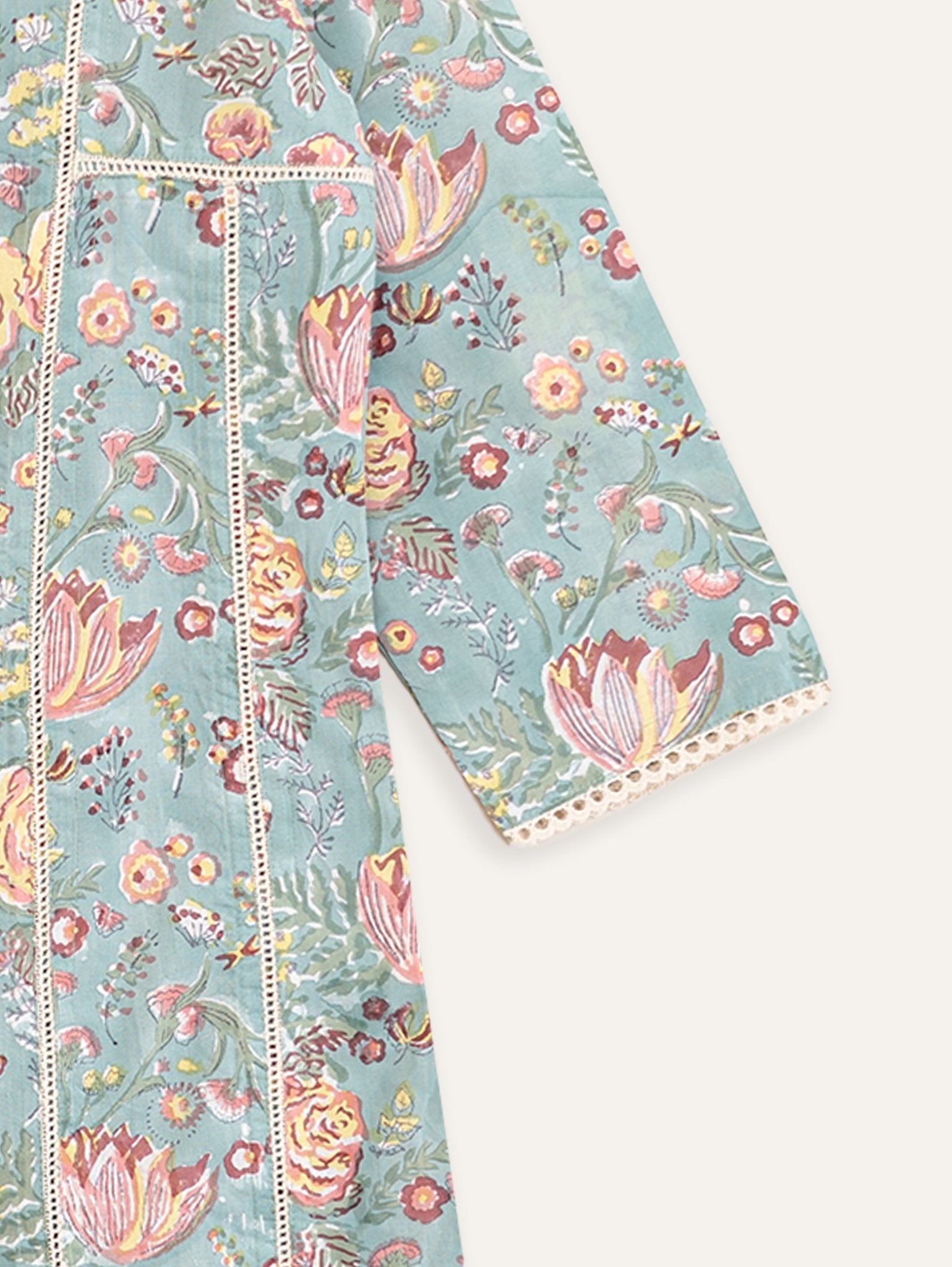 Yasmina Cotton Block Printed A - Line Kurta - AINA