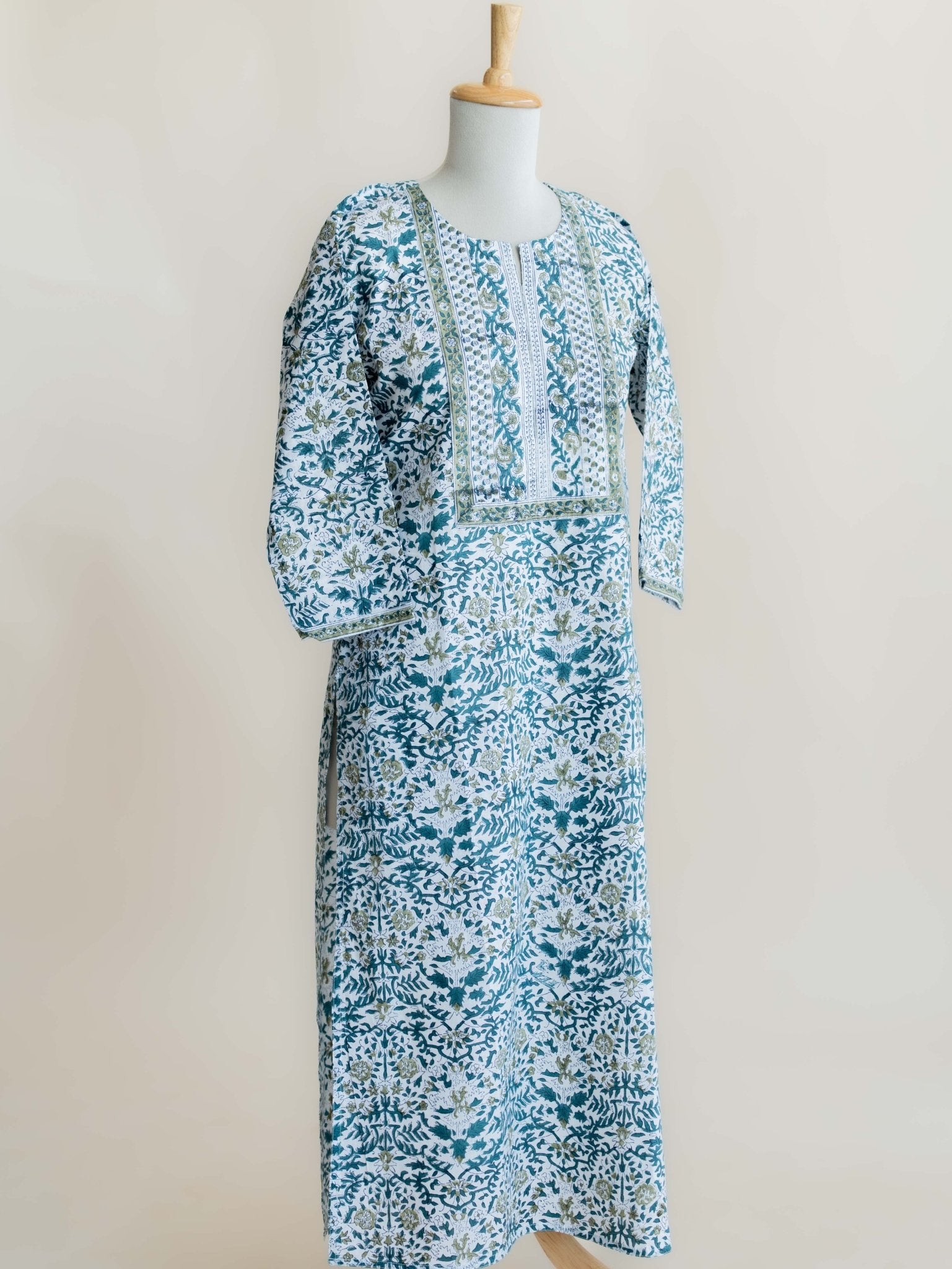 Yelda Cotton Block Printed Straight Kurta - AINA