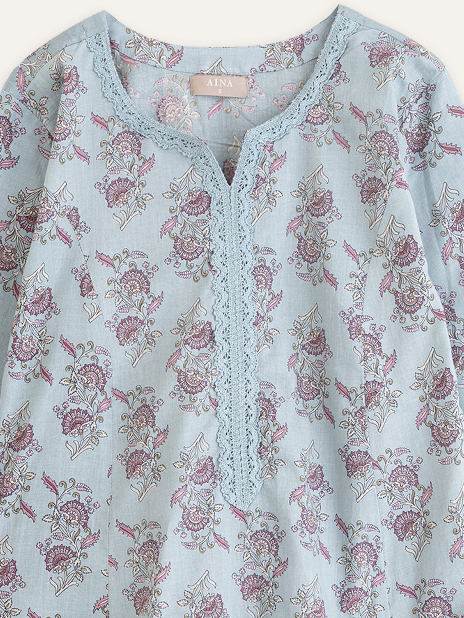 Yusma Cotton Block Printed A - Line Kurta - AINA