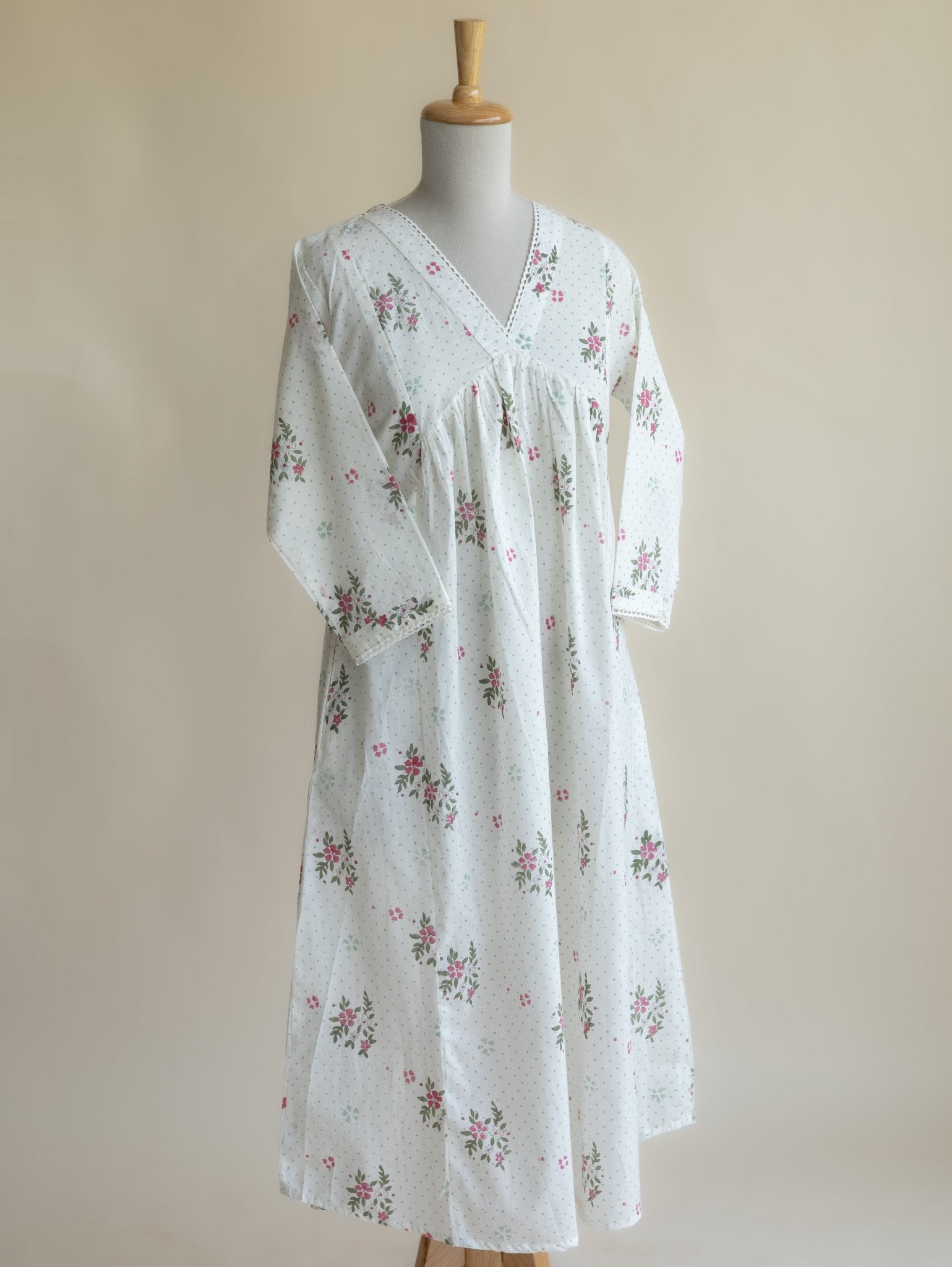 Yuvika Cotton Block Printed A - Line Kurta - AINA