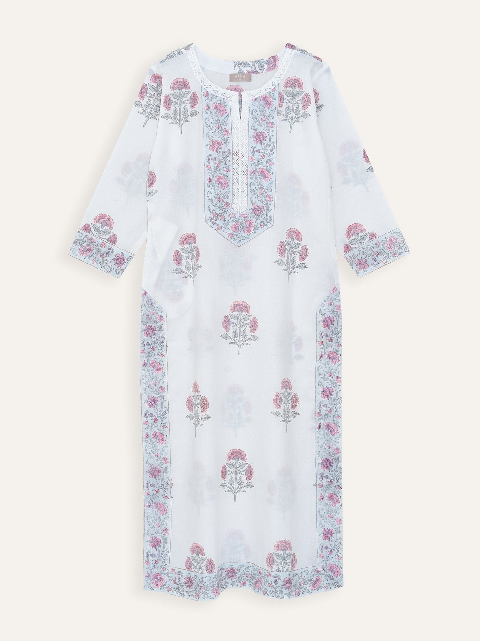 Zafar Cotton Block Printed Straight Kurta - AINA