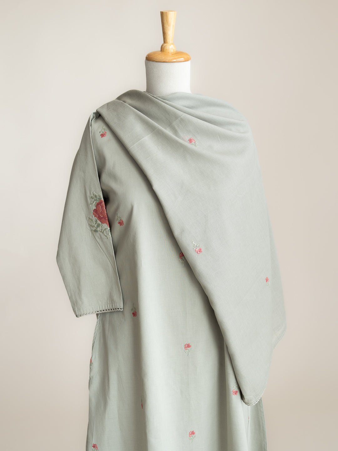 Zafira Cotton Embroidered Straight Suit Set - AINA