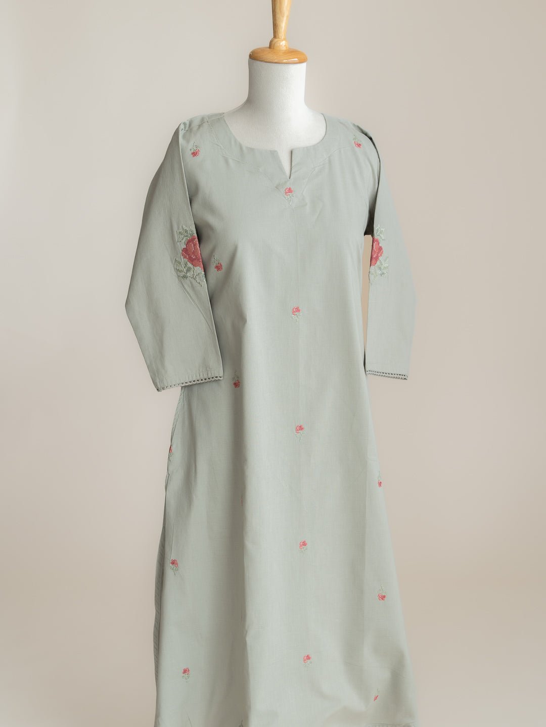 Zafira Cotton Embroidered Straight Suit Set - AINA