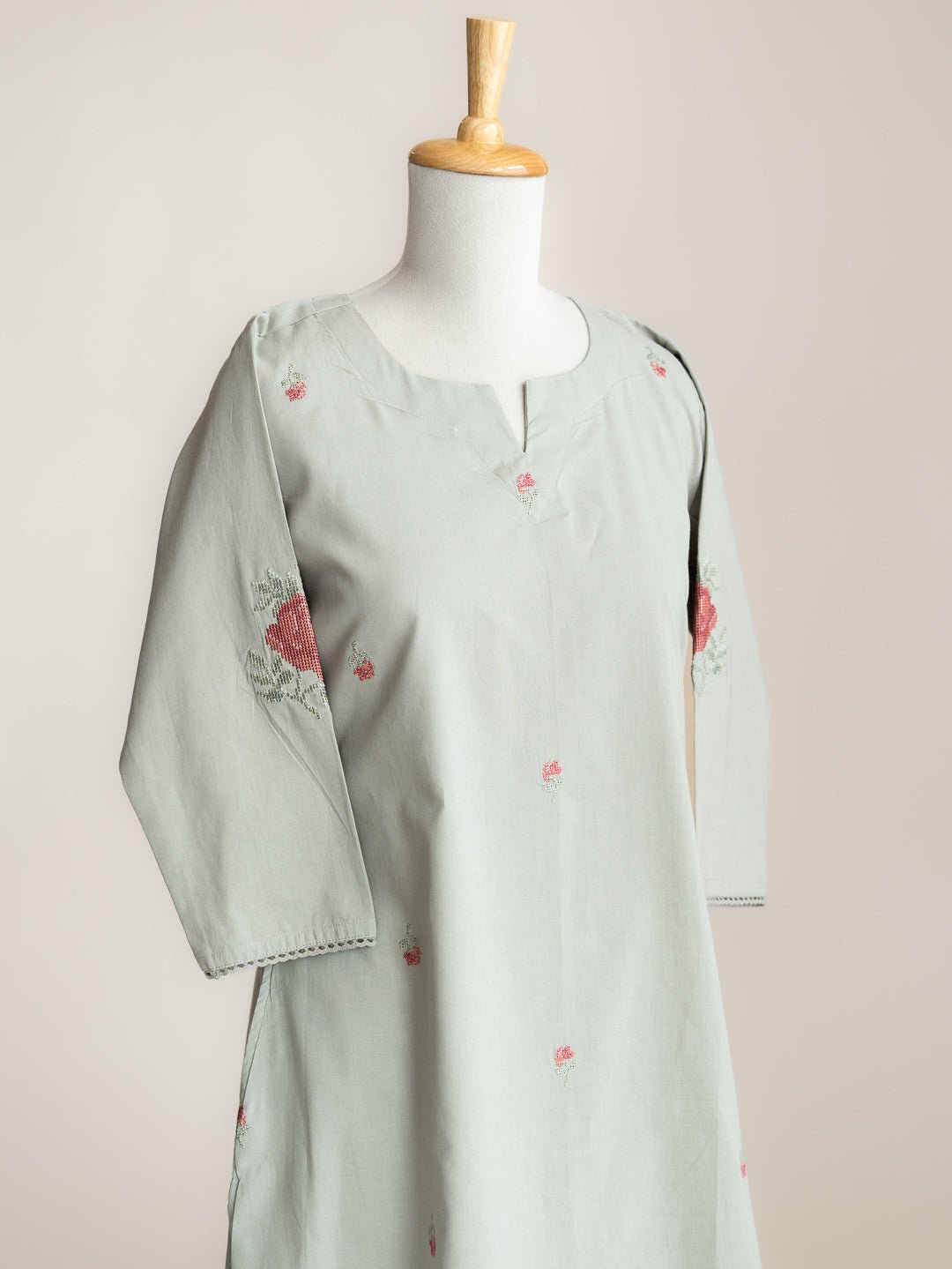 Zafira Cotton Embroidered Straight Suit Set - AINA