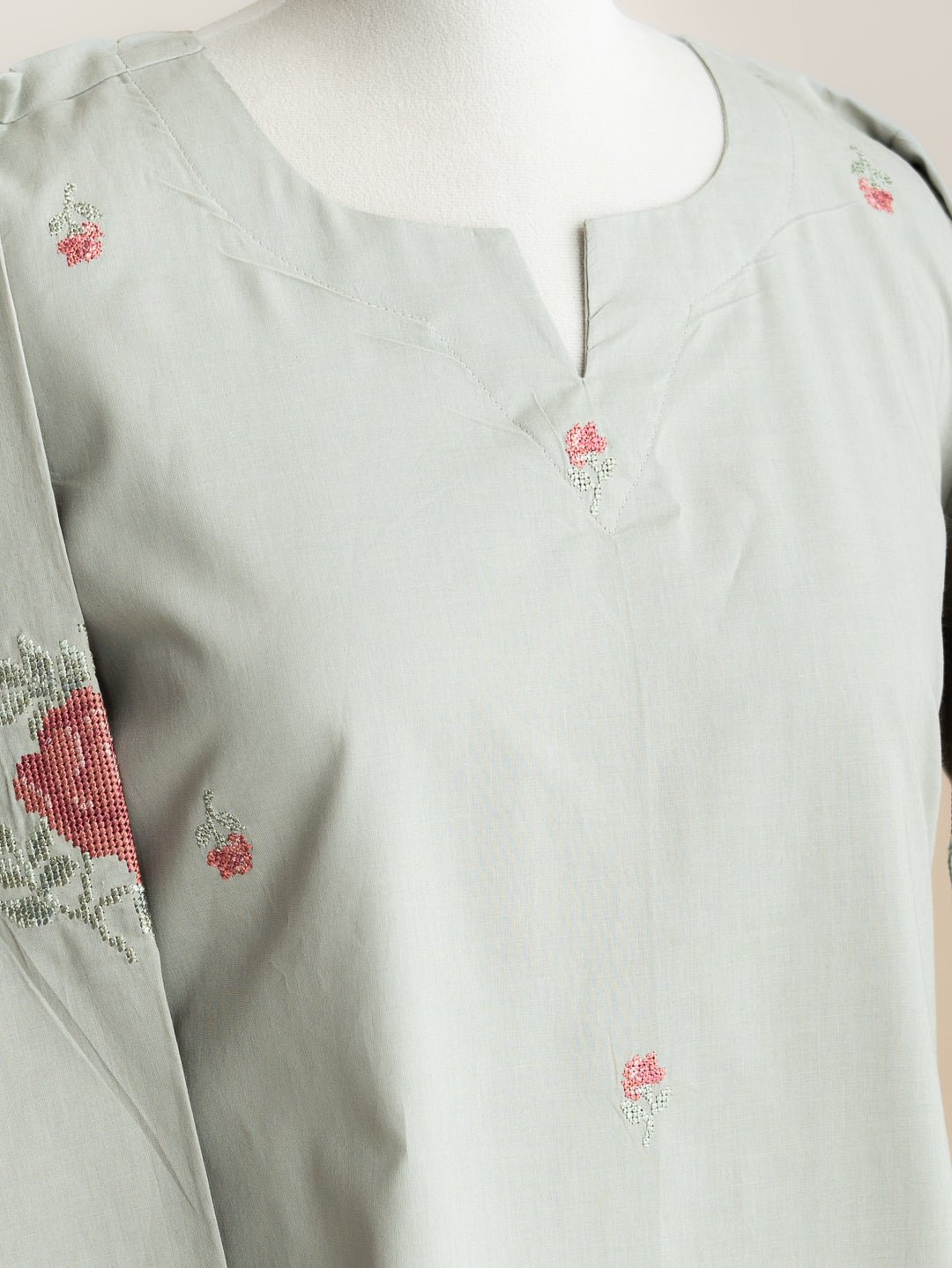Zafira Cotton Embroidered Straight Suit Set - AINA