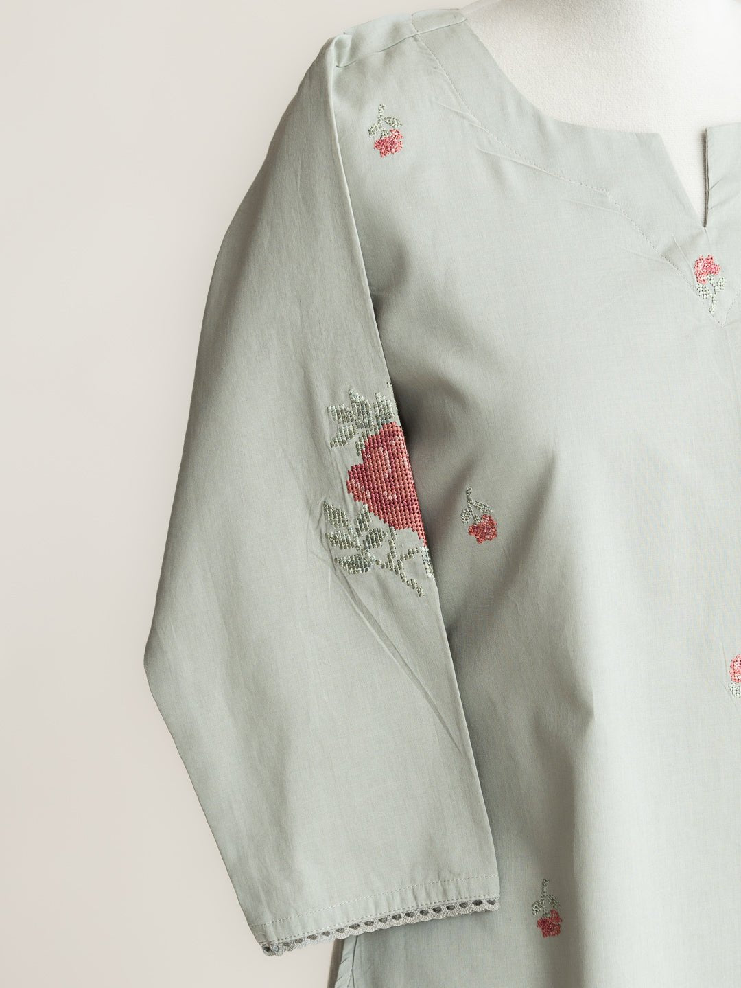 Zafira Cotton Embroidered Straight Suit Set - AINA