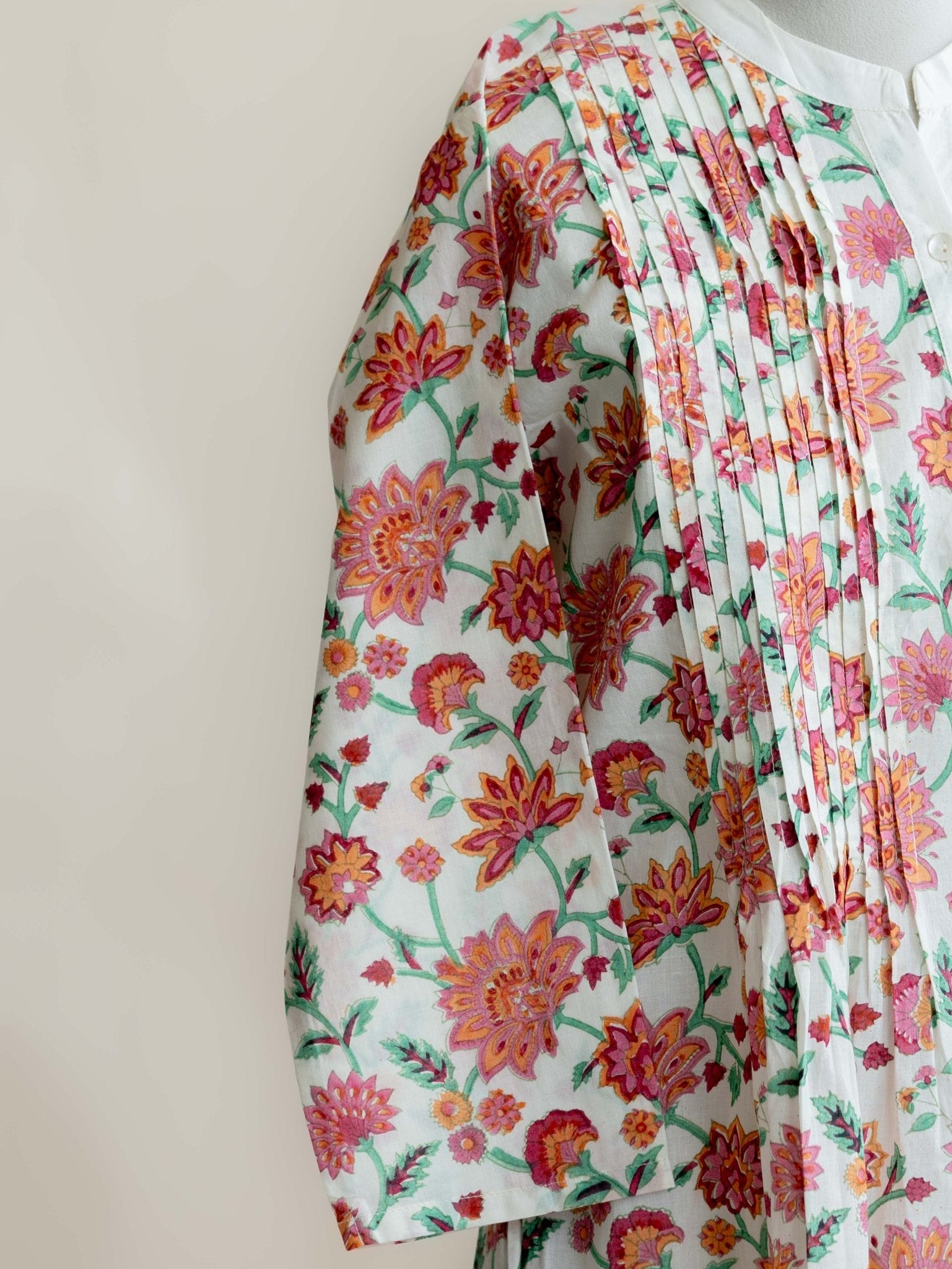 Zaira Cotton Block Printed A - Line Kurta - AINA