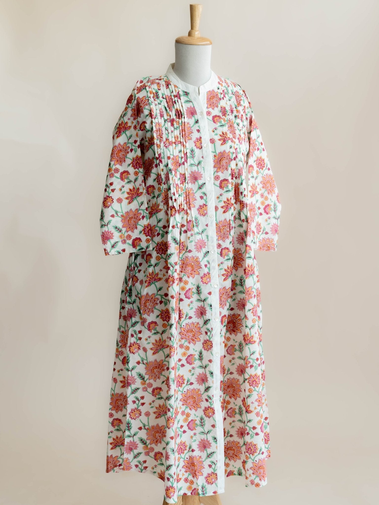 Zaira Cotton Block Printed A - Line Kurta - AINA