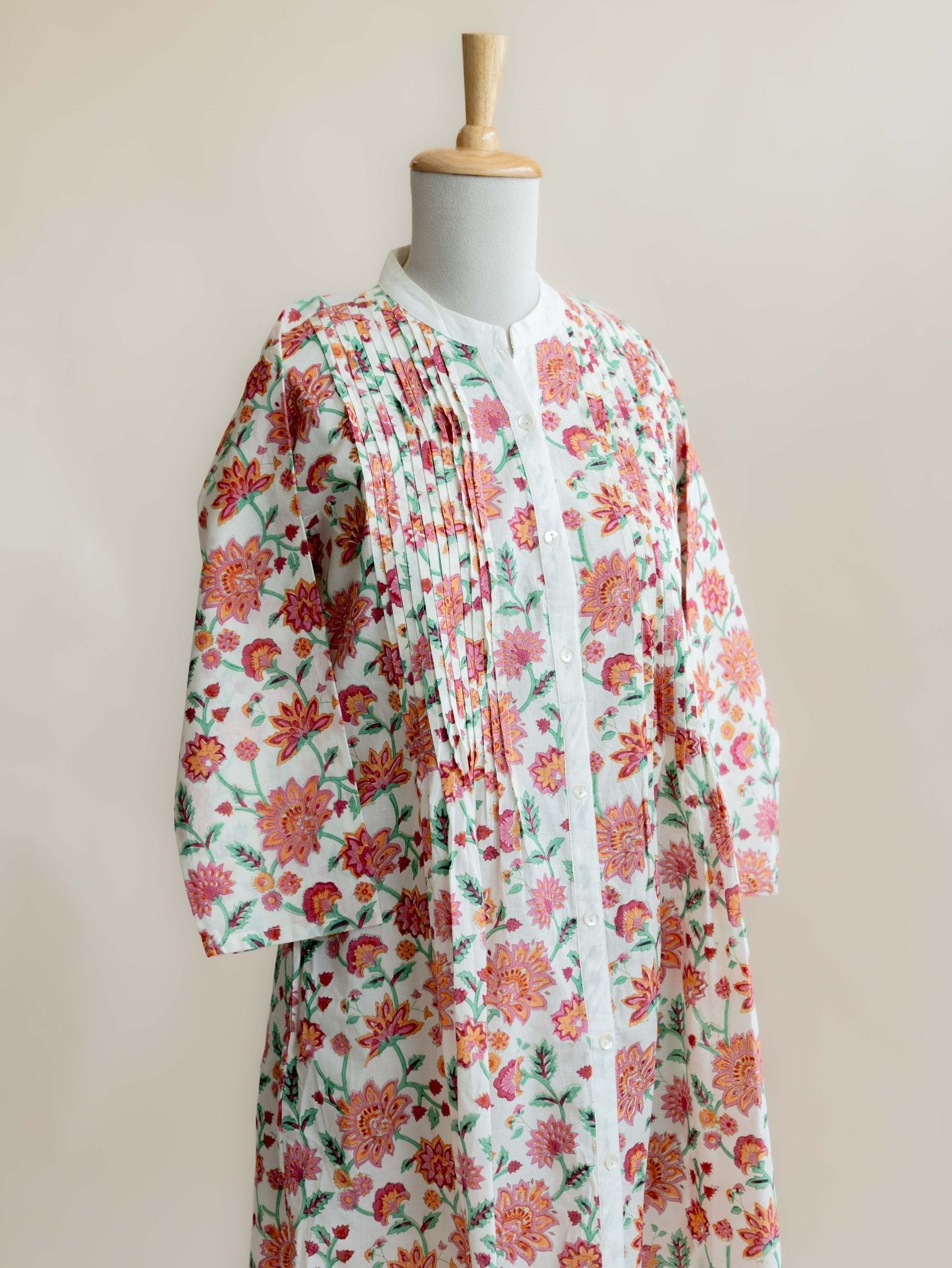 Zaira Cotton Block Printed A - Line Kurta - AINA