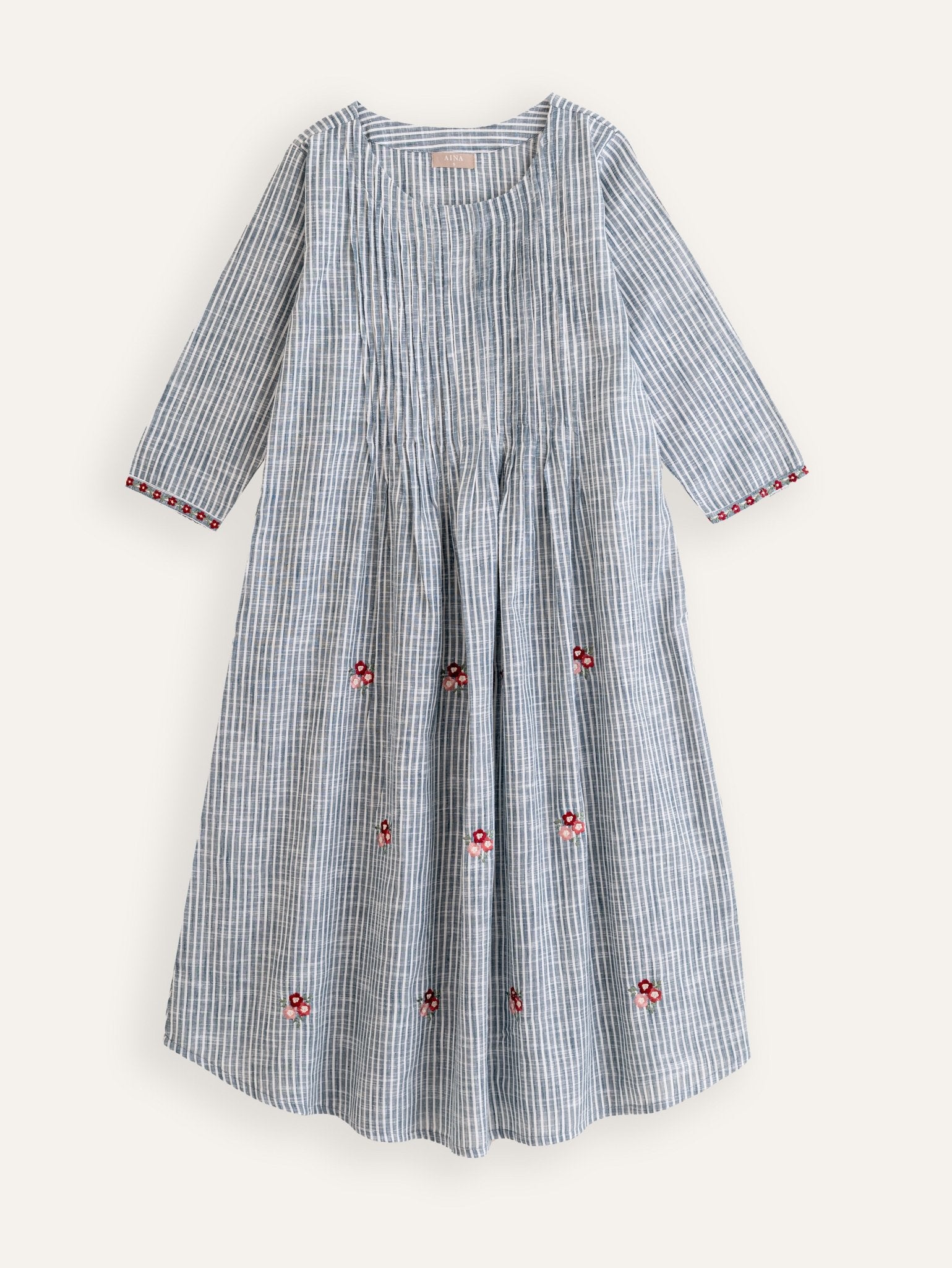 Zakiya Cotton Handloom Embroidered A Line Kurta - AINA