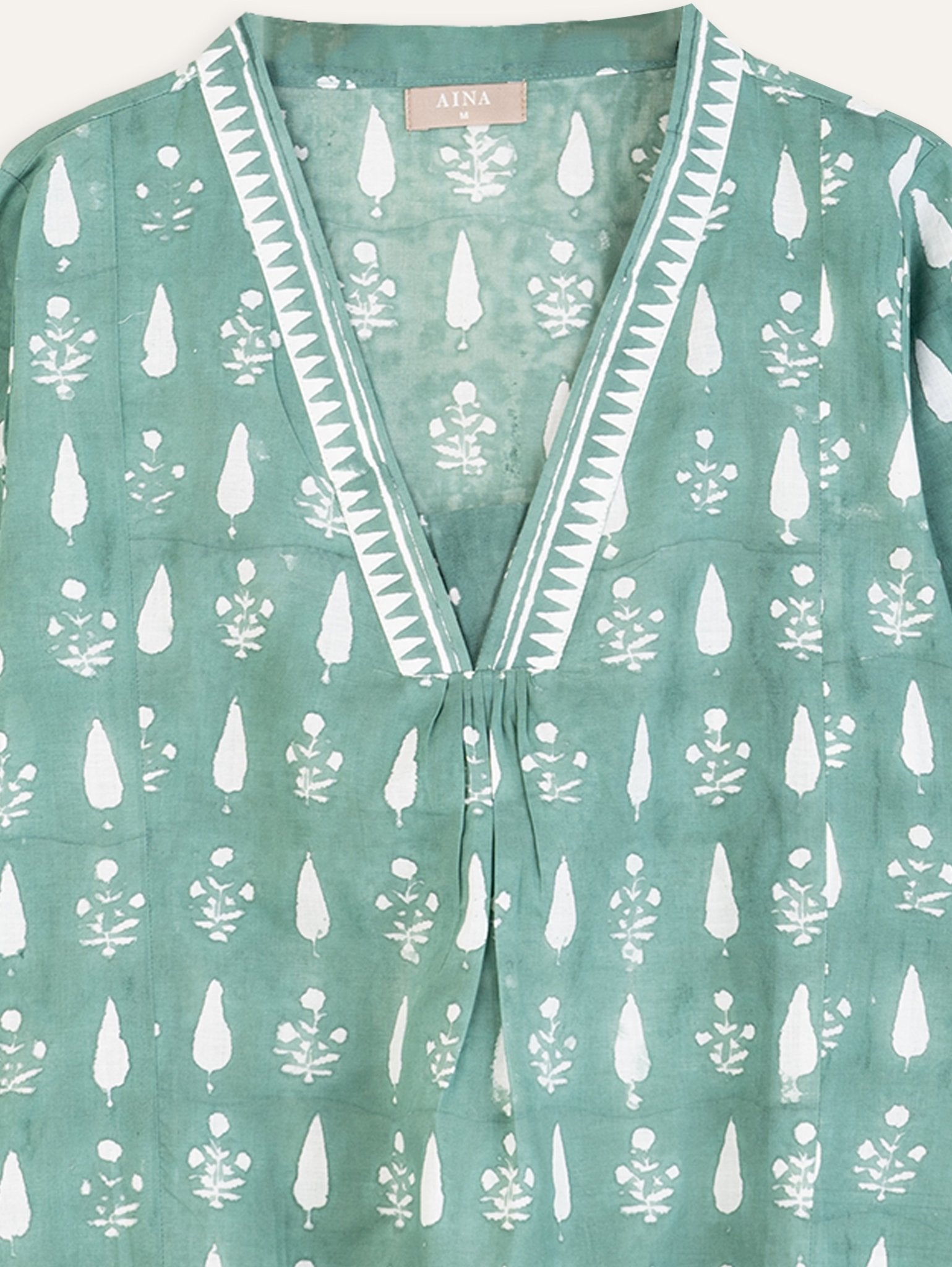 Zaleen Cotton Block Printed A Line Kurta - AINA