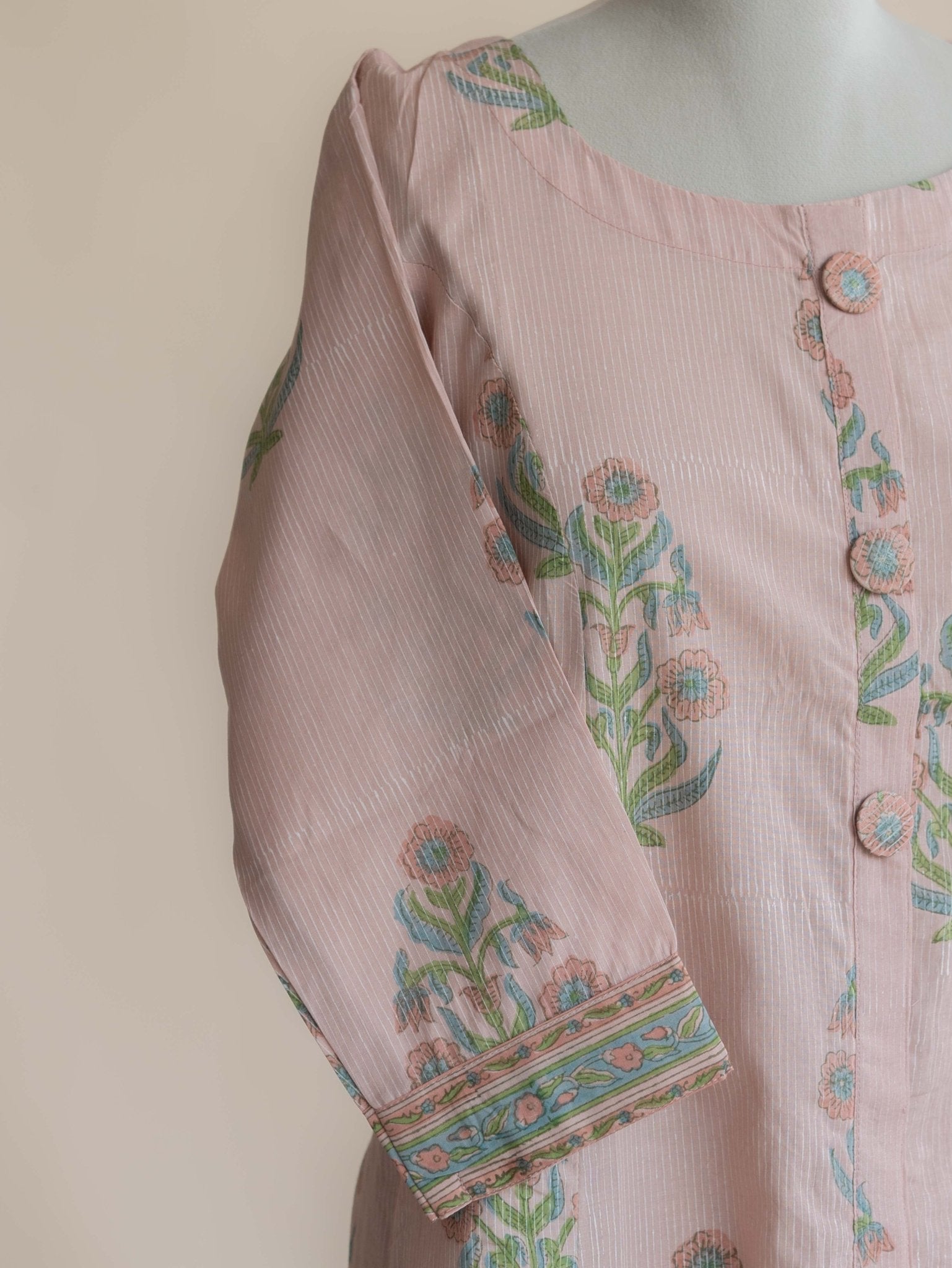 Zalima Cotton Block Printed A - line Kurta - AINA