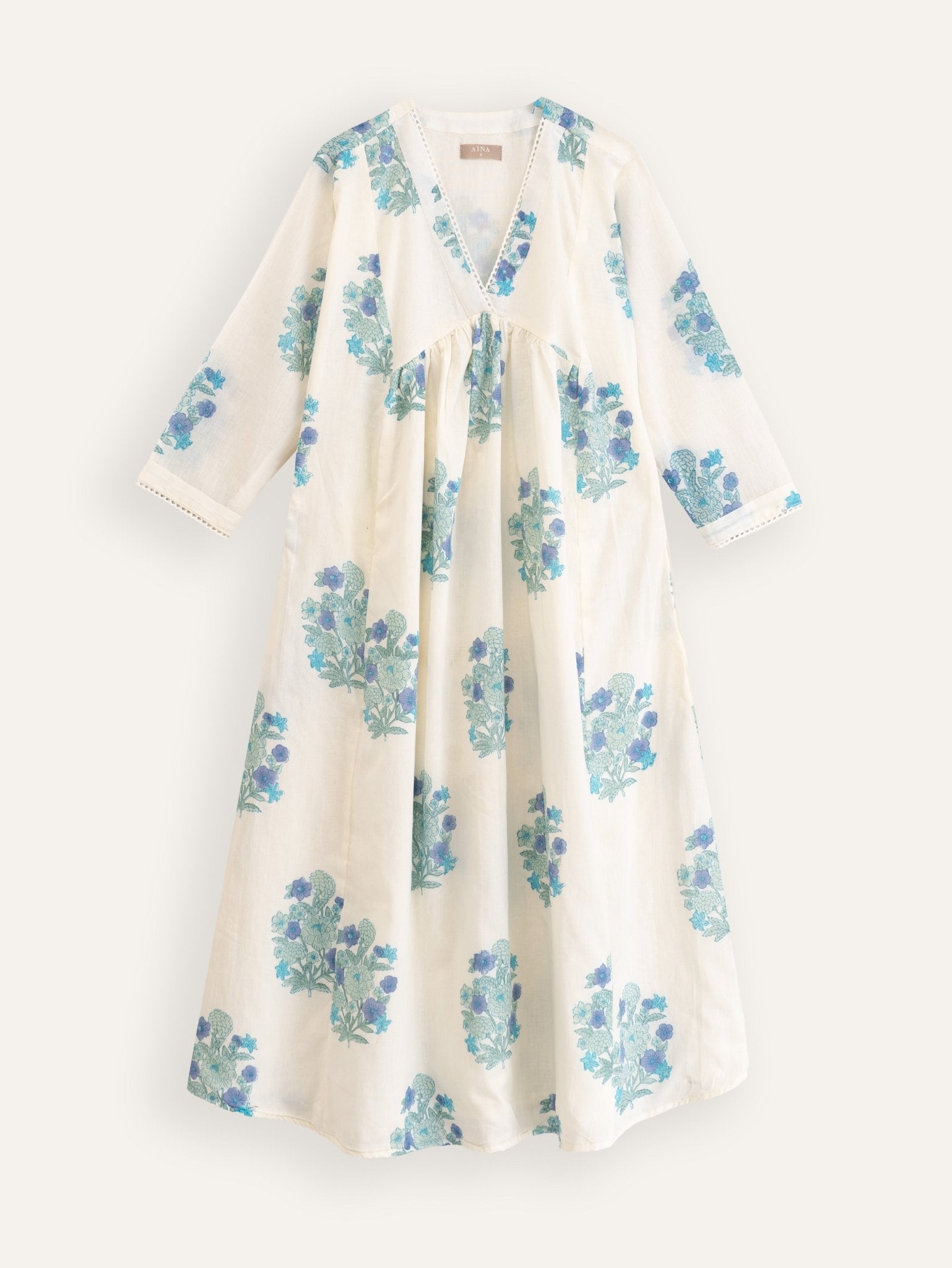 Zanha Cotton Block Printed A - Line Kurta - AINA