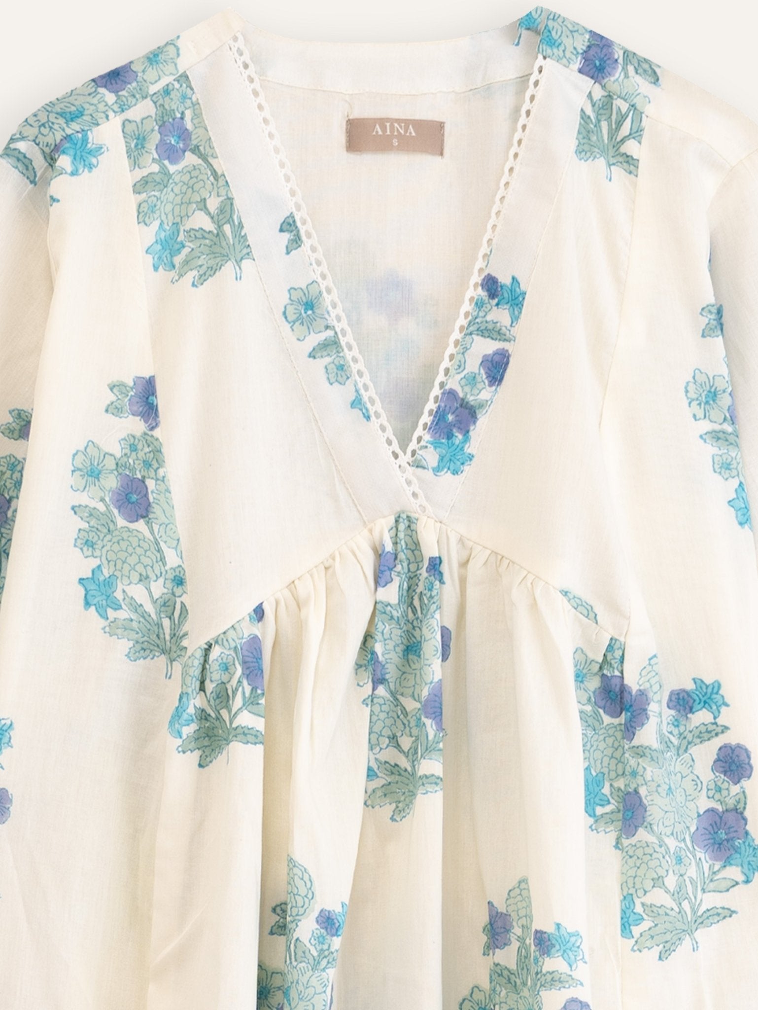 Zanha Cotton Block Printed A - Line Kurta - AINA