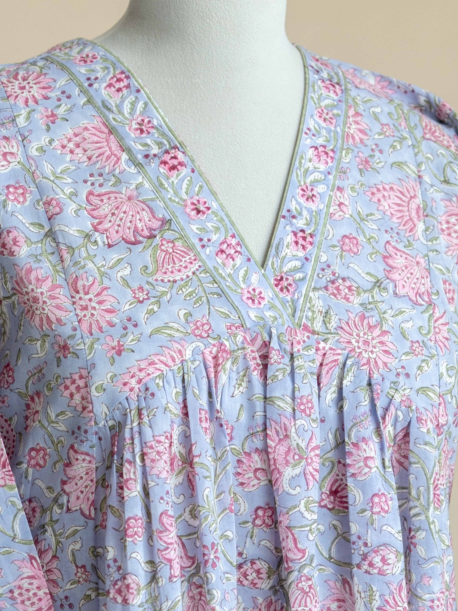 Zanha Cotton Block Printed A - Line Suit Set - AINA