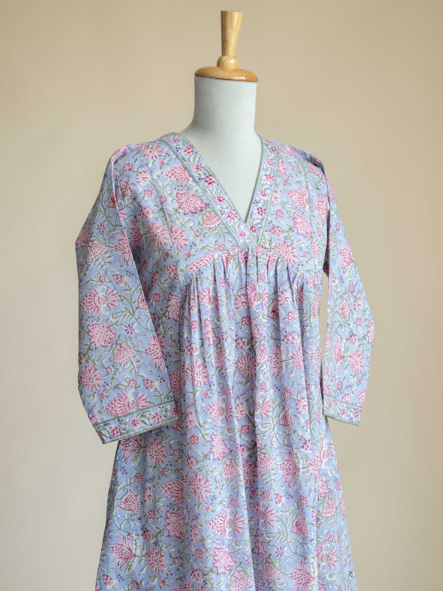 Zanha Cotton Block Printed A - Line Suit Set - AINA