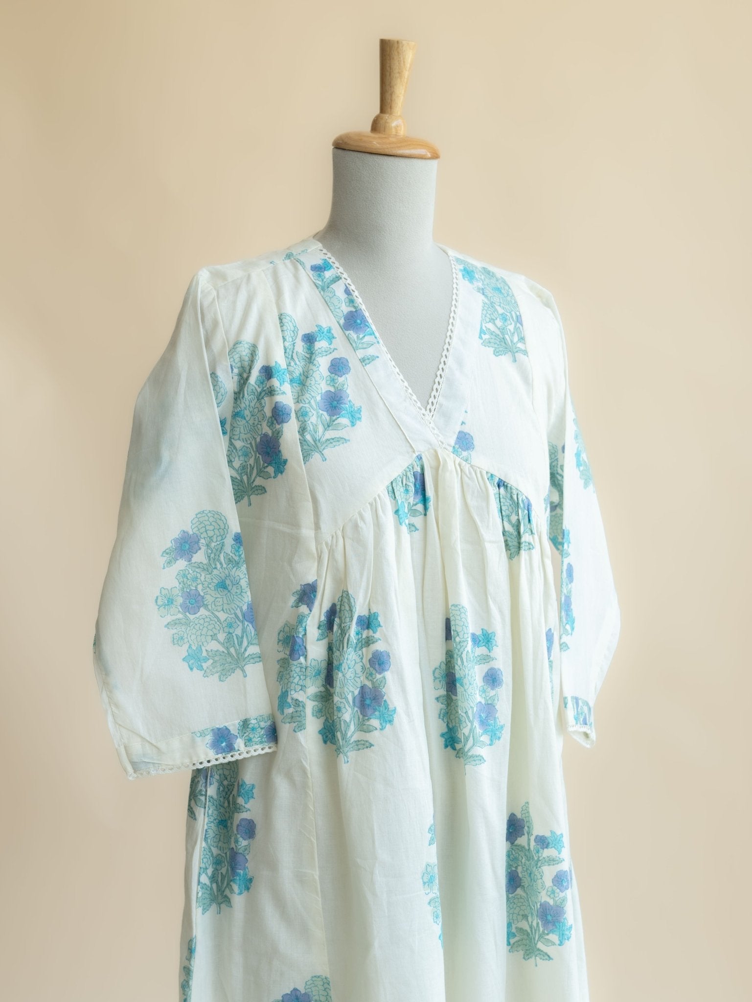 Zanha Mul Cotton Block Printed A - Line Kurta - AINA