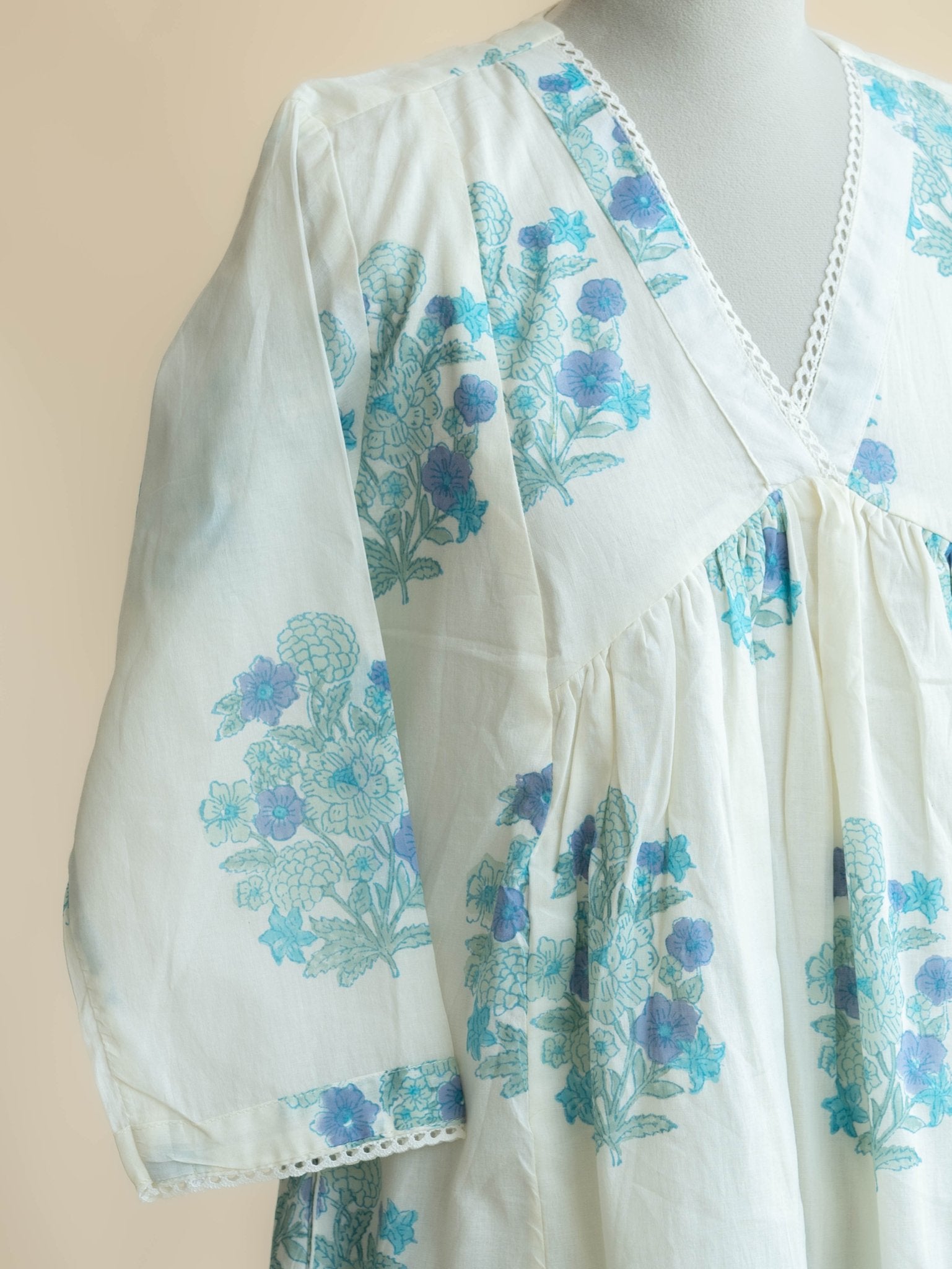 Zanha Mul Cotton Block Printed A - Line Kurta - AINA