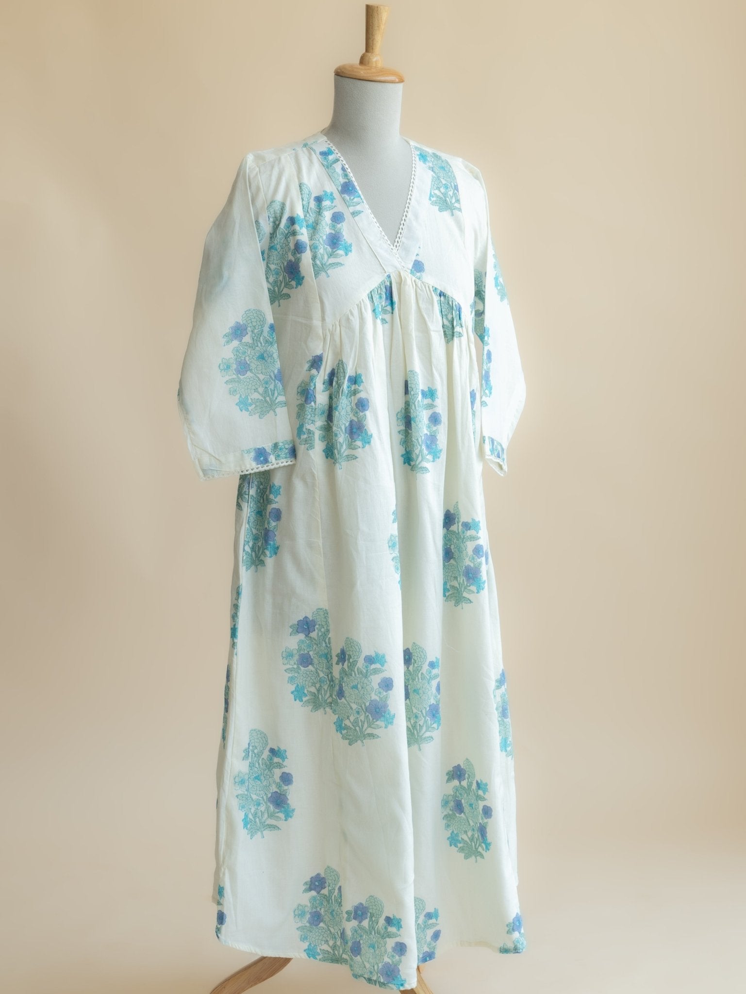 Zanha Mul Cotton Block Printed A - Line Kurta - AINA
