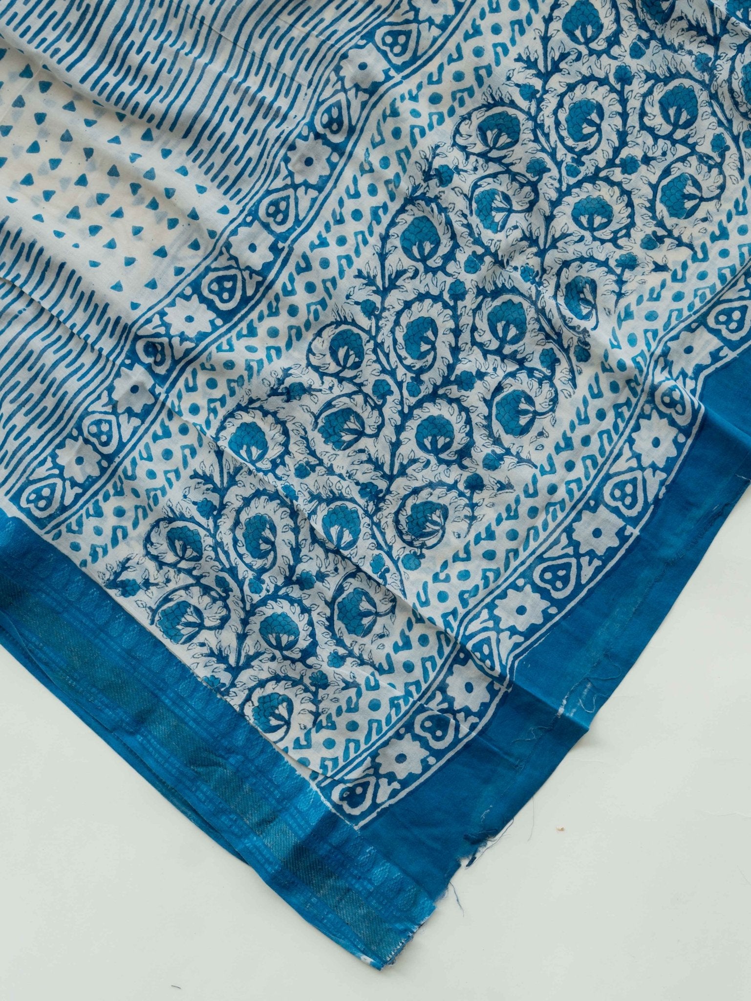 Zareen Cotton Block Printed Unstitched Suit Set - 3 Piece - AINA
