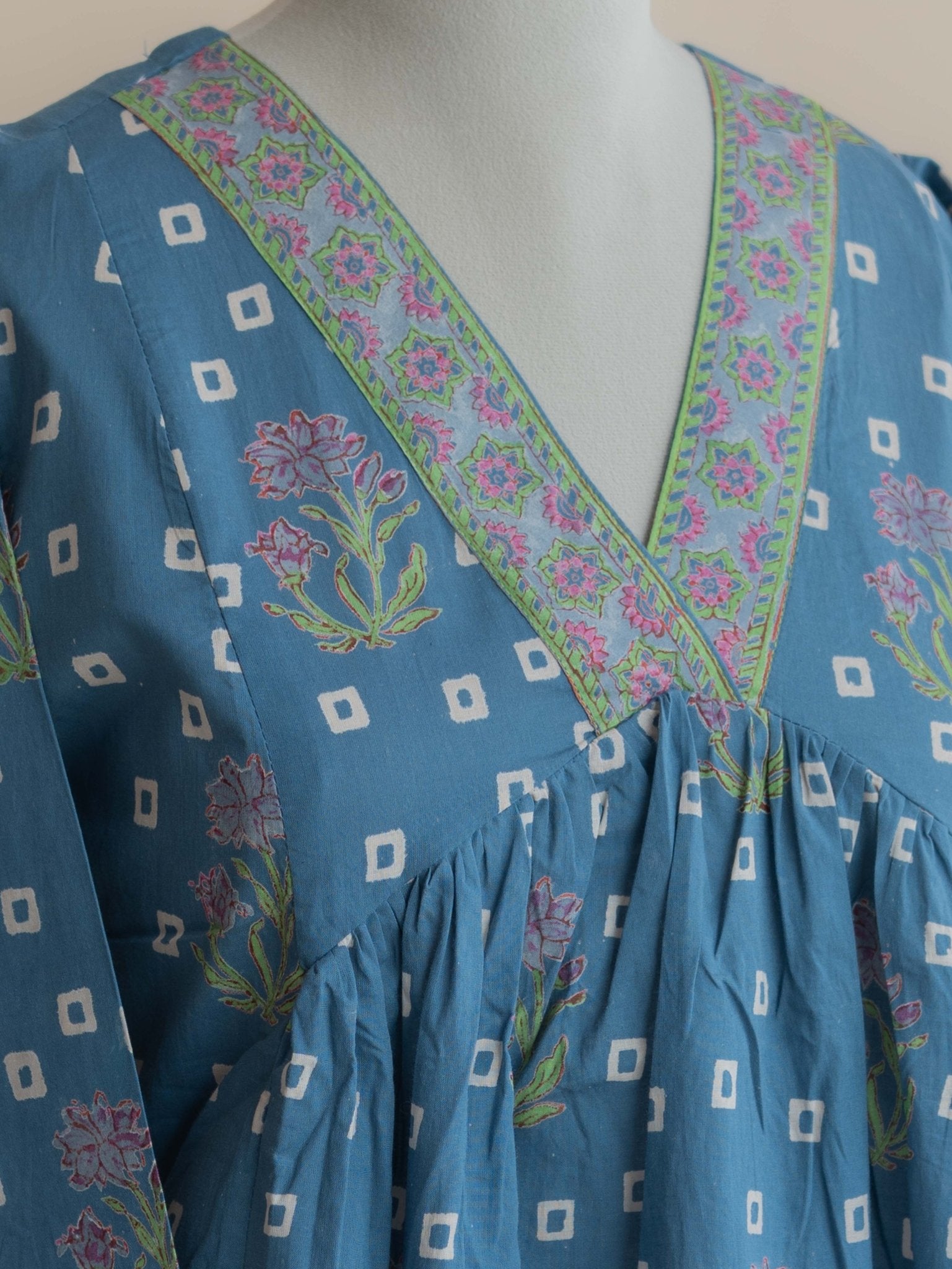 Zareena Cotton Block Printed A - Line Kurta - AINA