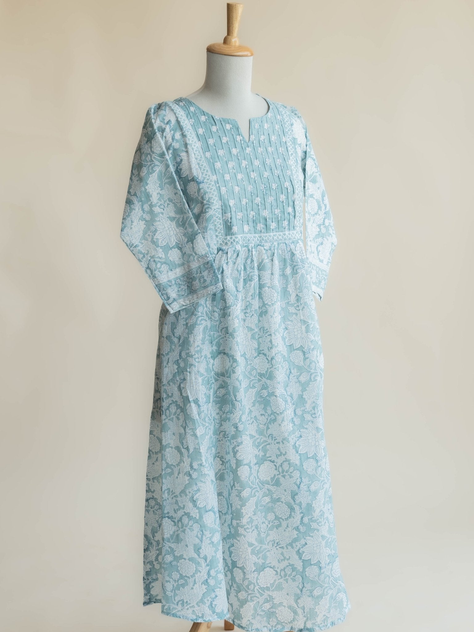 Zarna Cotton Block Printed A - Line Kurta - AINA