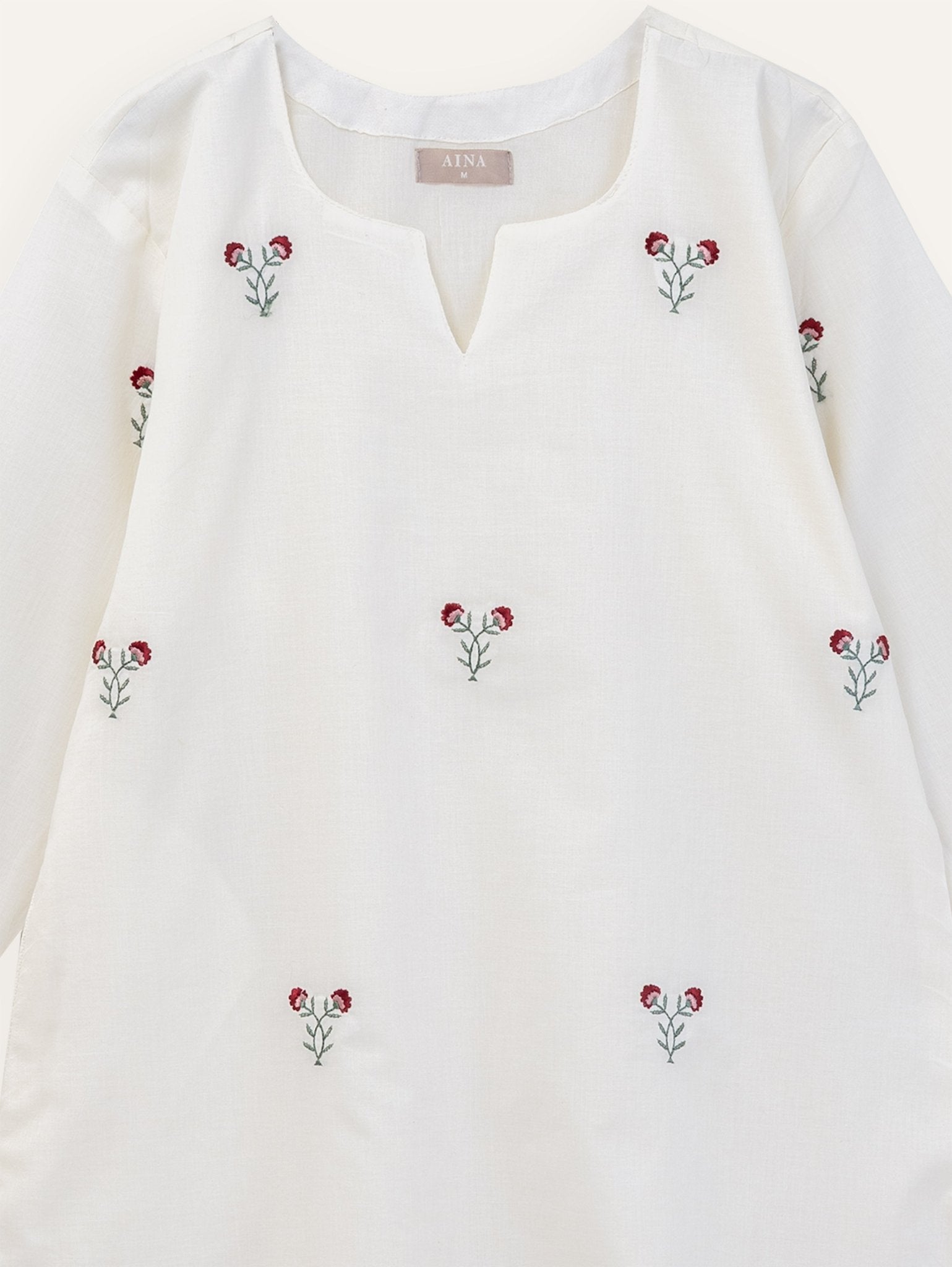 Zayana Cotton Embroidered Straight Kurta - AINA