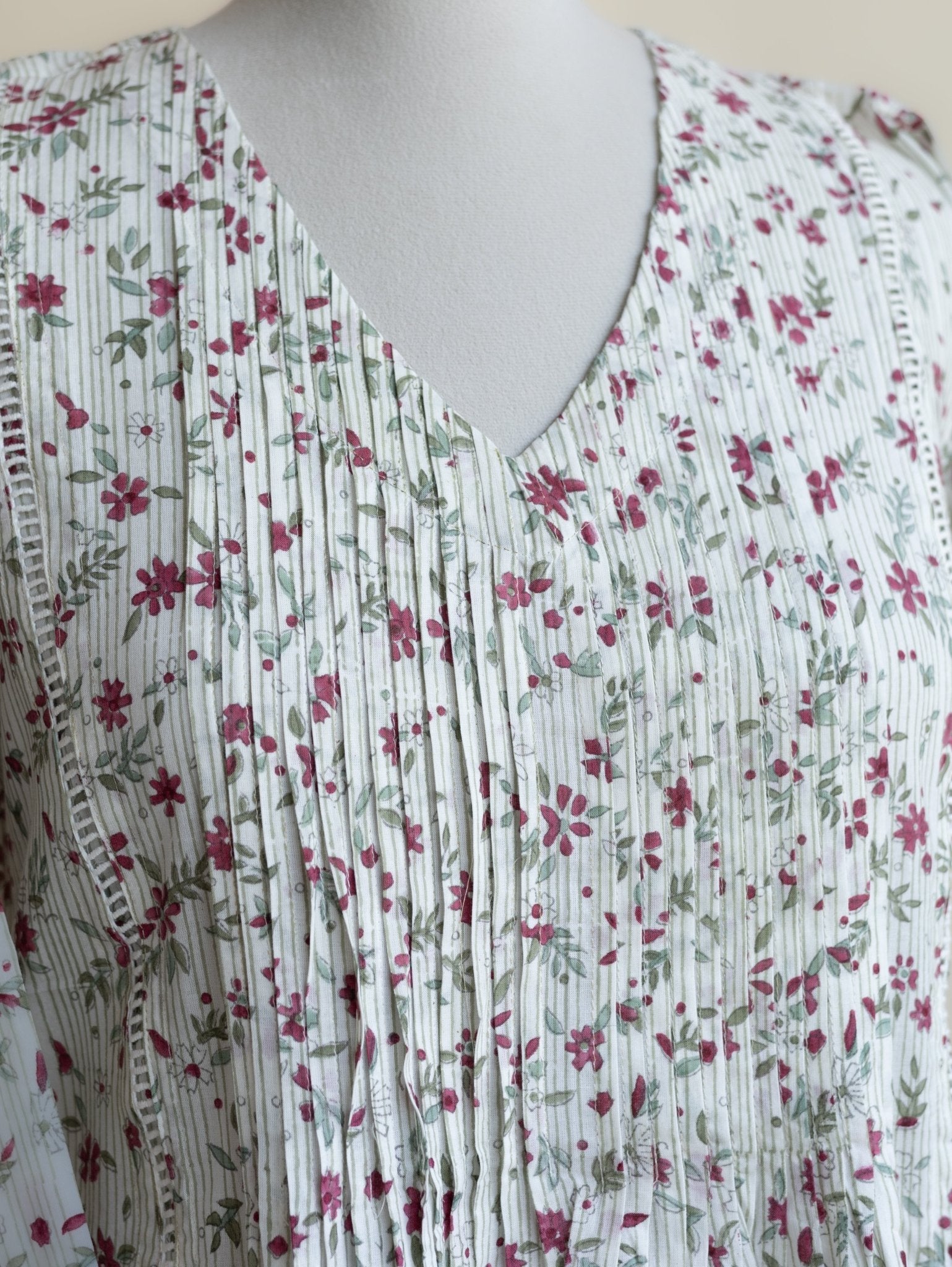 Zeba Cotton Block Printed A - Line Kurta - AINA