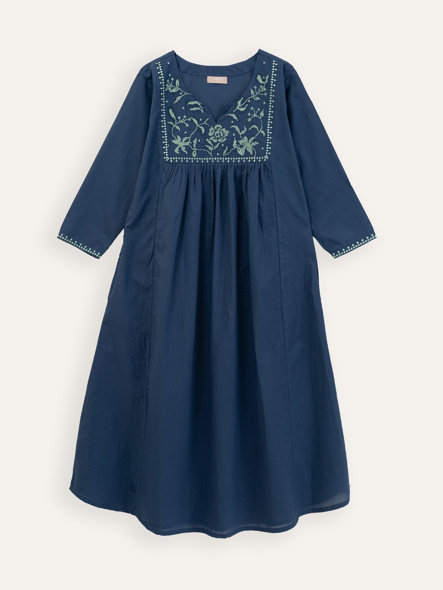 Zeba Cotton Embroidered A - Line Suit Set - AINA