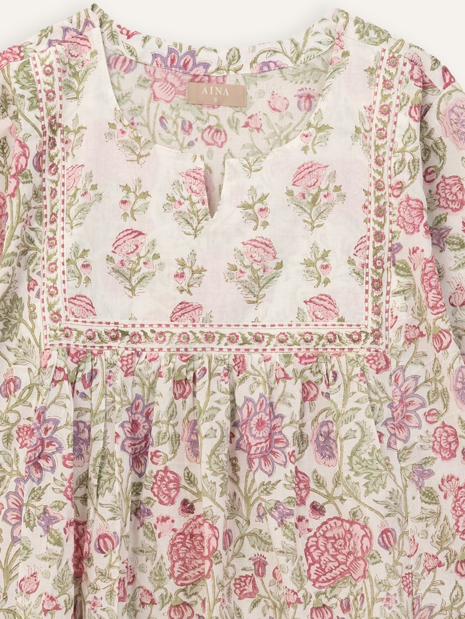 Zeenath Cotton Block Printed A - Line Kurta - AINA