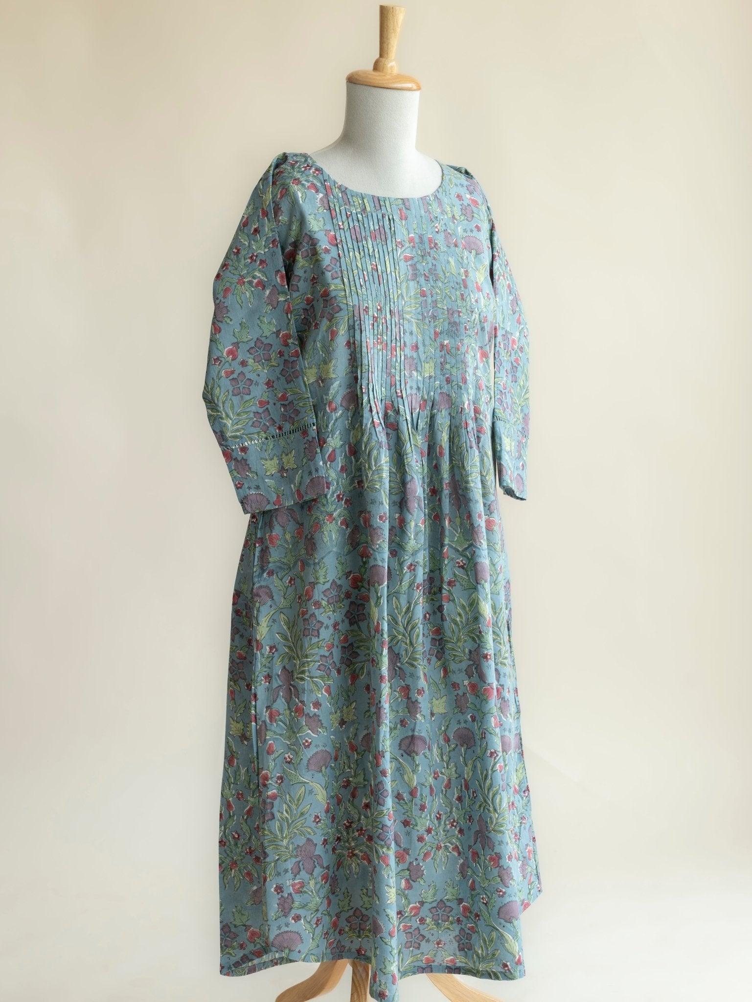 Zehen Cotton Block Printed A - Line Kurta - AINA