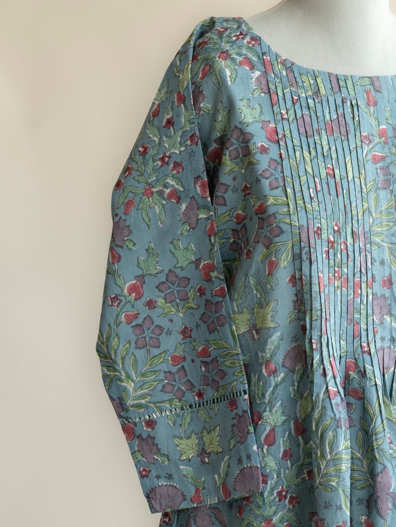 Zehen Cotton Block Printed A - Line Kurta - AINA