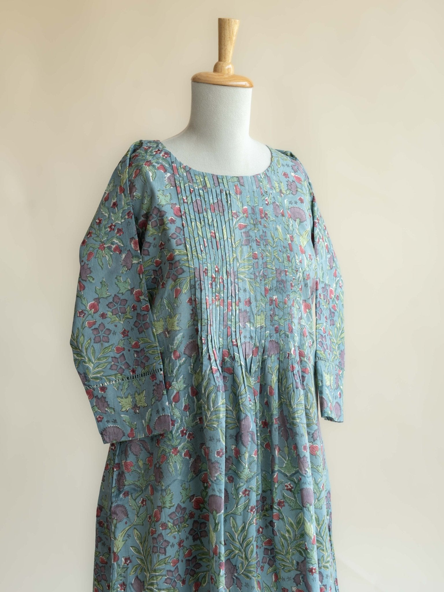 Zehen Cotton Block Printed A - Line Kurta - AINA