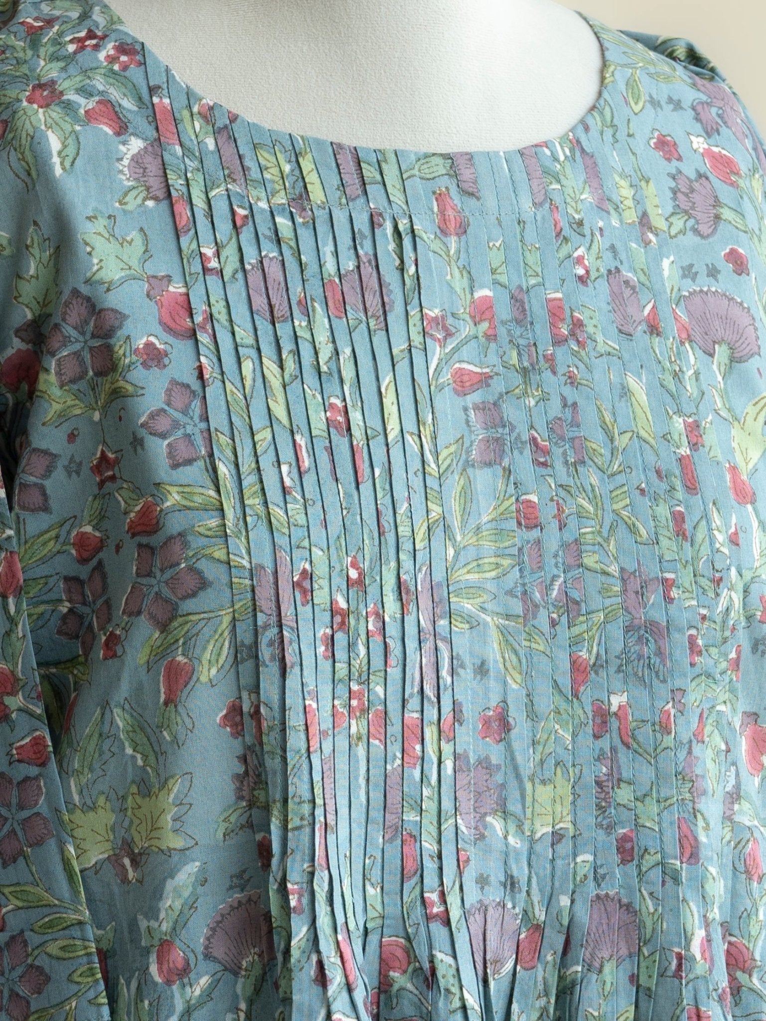 Zehen Cotton Block Printed A - Line Kurta - AINA