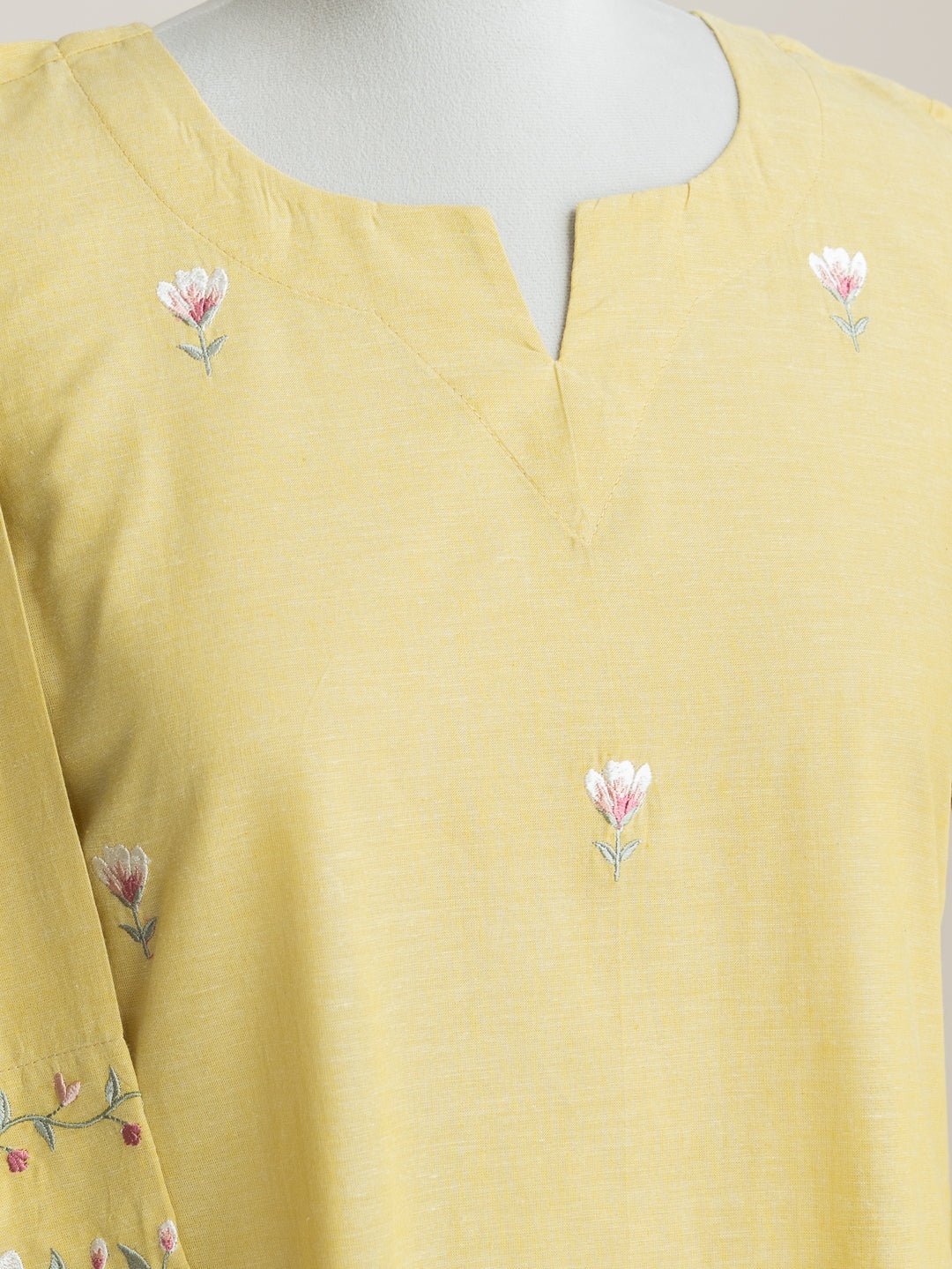 Zenab Cotton Handloom Embroidered A - Line Kurta - AINA