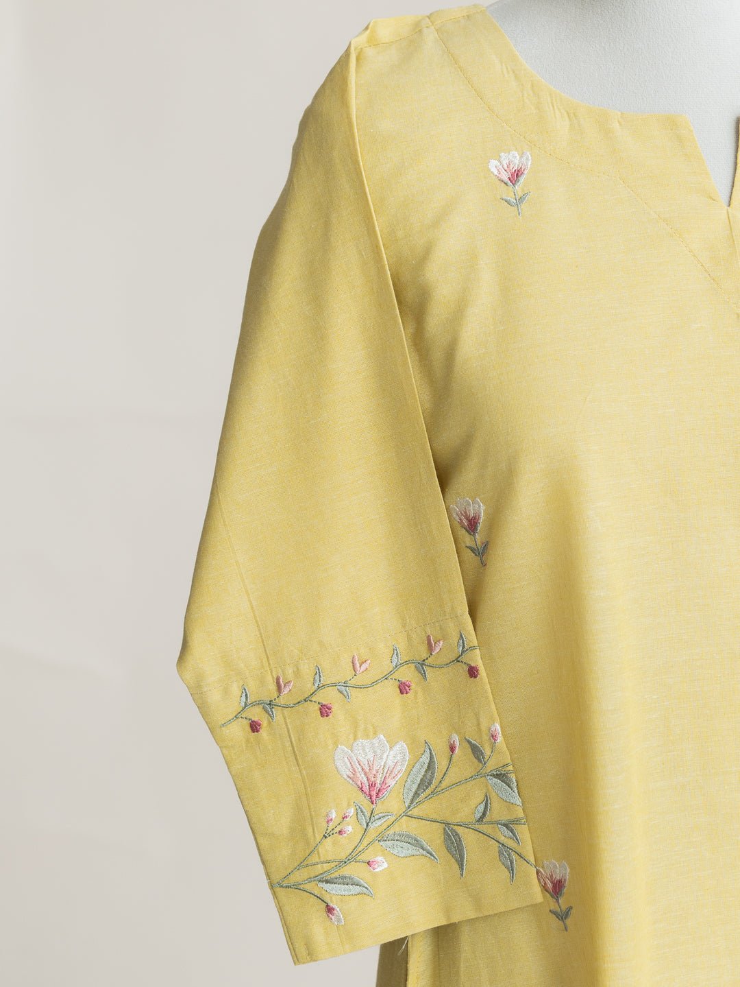 Zenab Cotton Handloom Embroidered A - Line Kurta - AINA