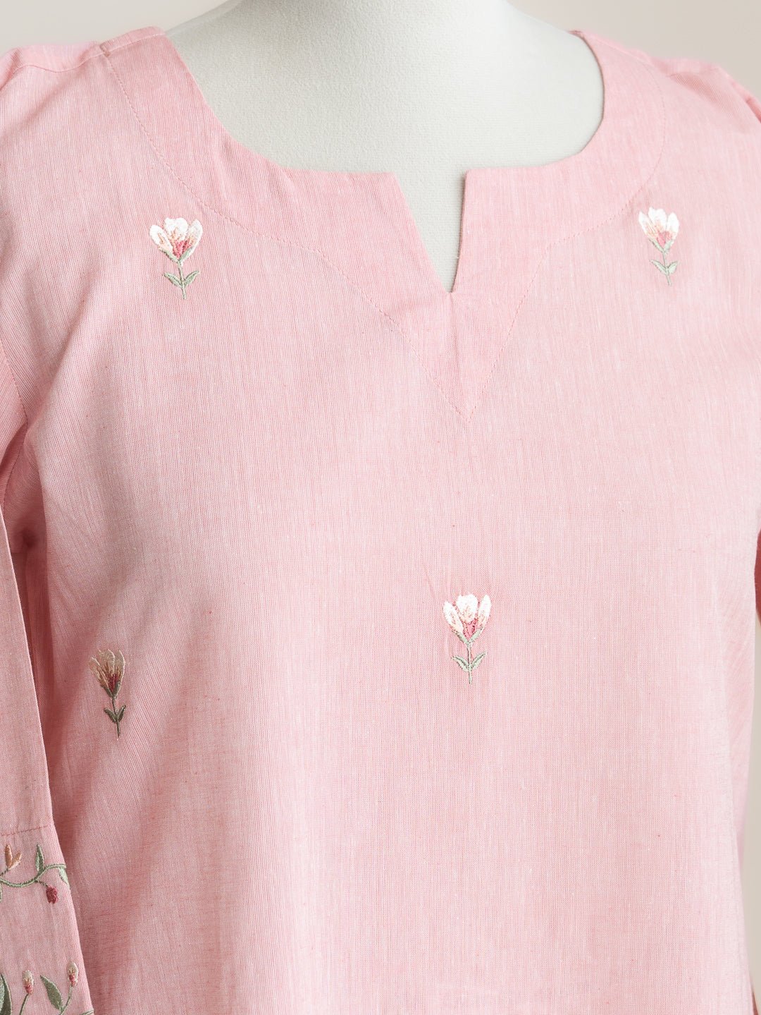 Zimal Cotton Handloom Embroidered A - Line Kurta - AINA
