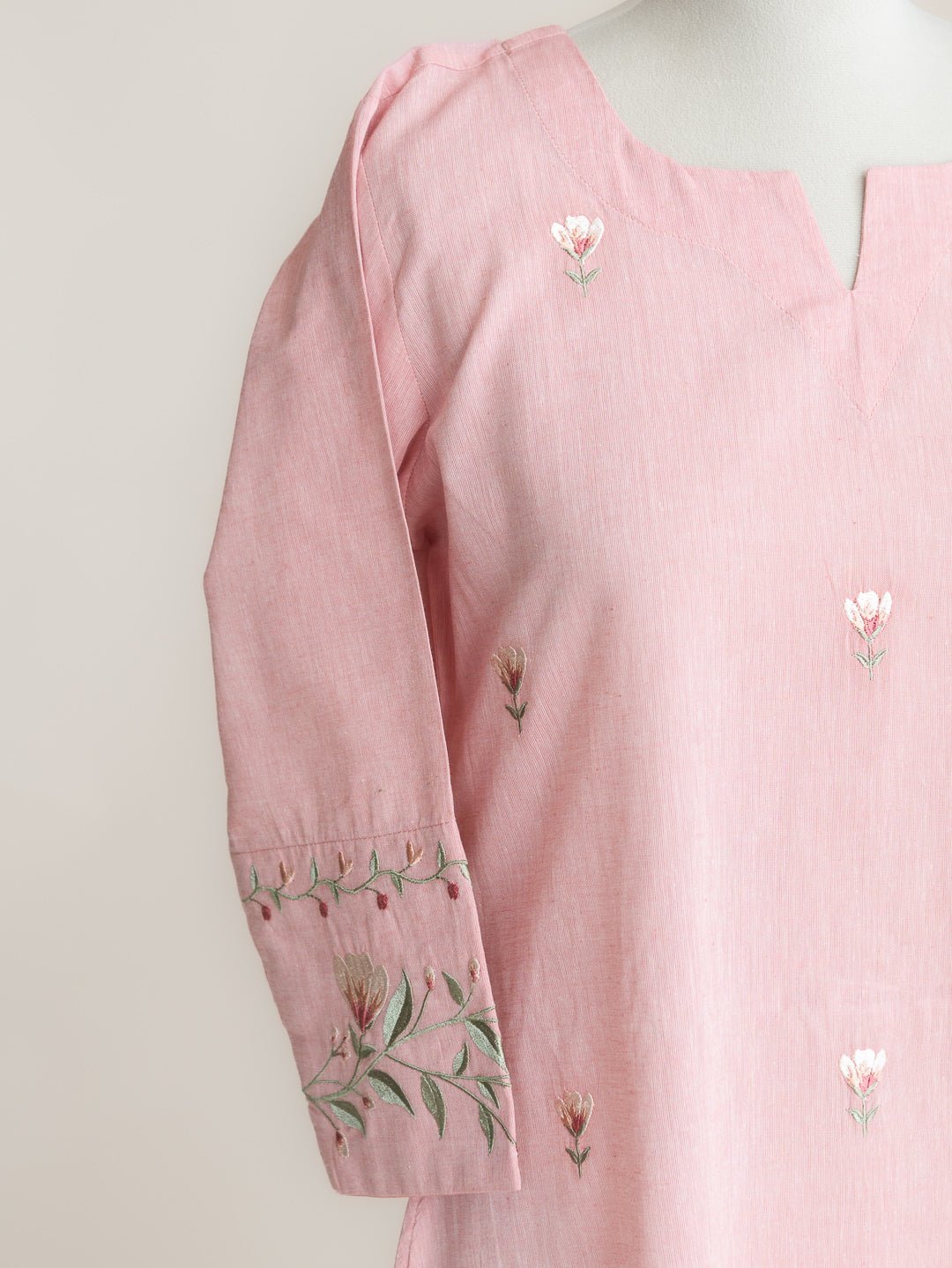 Zimal Cotton Handloom Embroidered A - Line Kurta - AINA