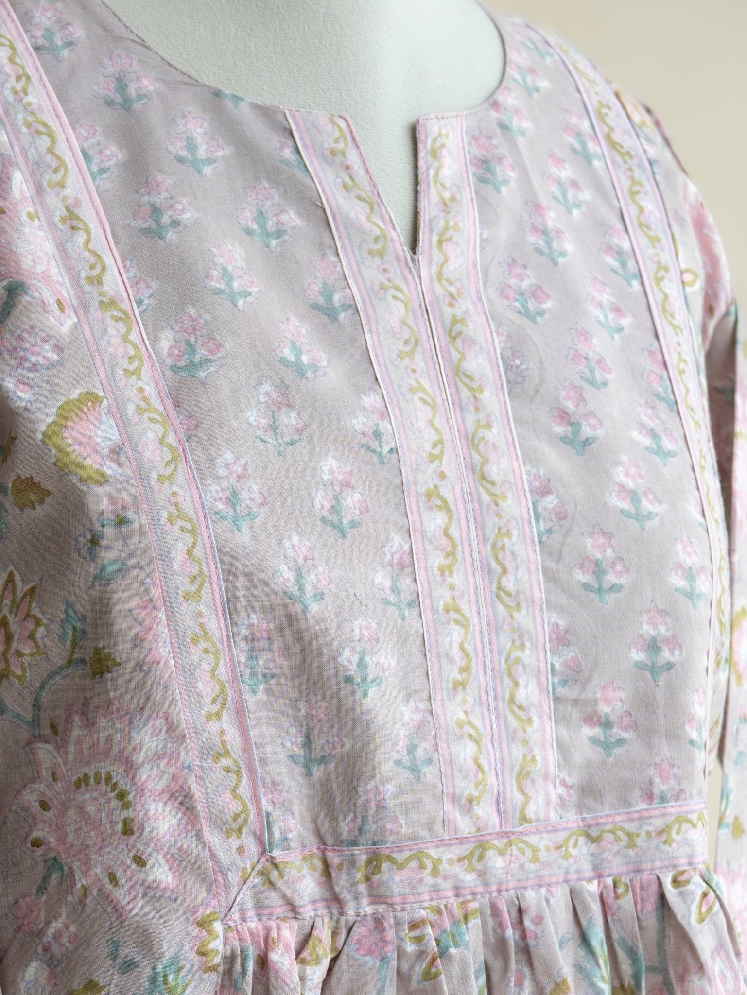 Zimra Cotton Block Printed A - Line Kurta - AINA