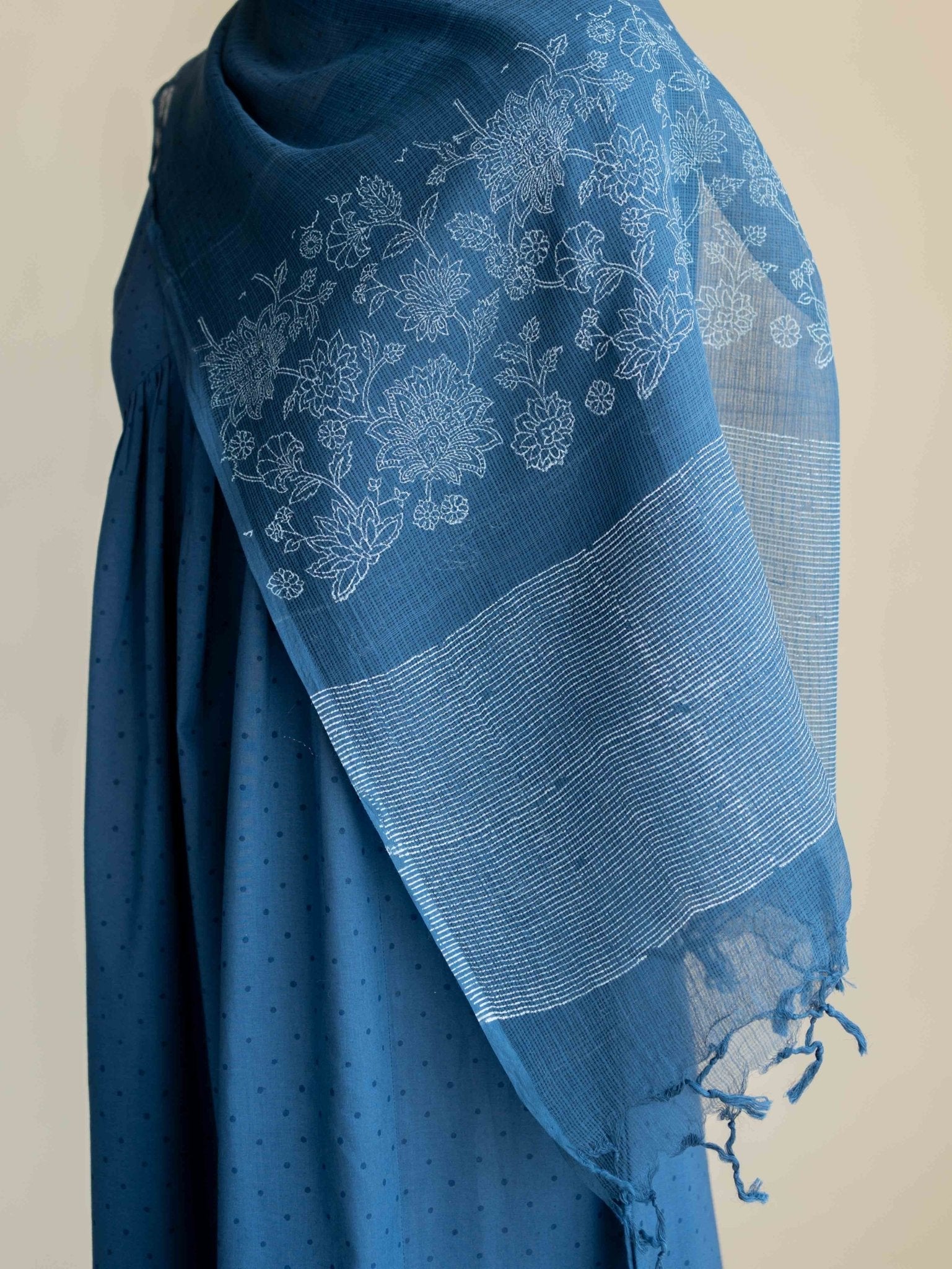 Zimri Kota Doria Block Printed Dupatta - AINA