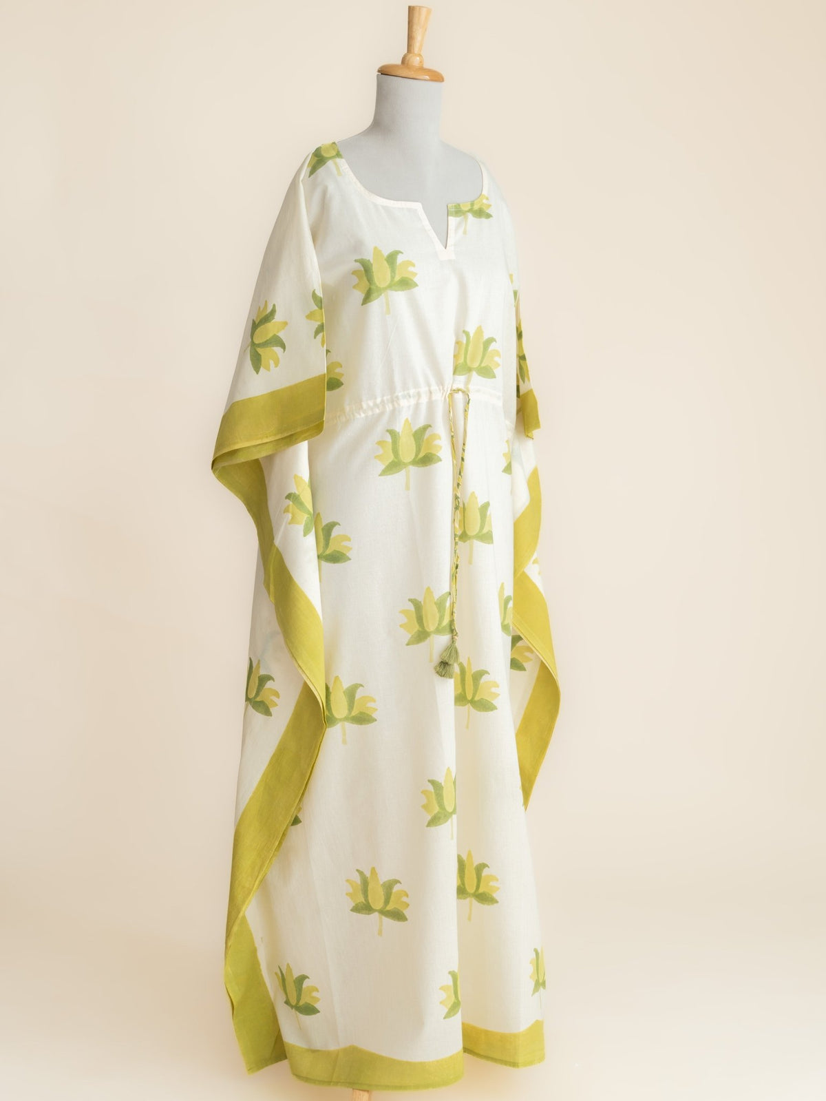 Zimrin Cotton Block Printed Long Kaftan - AINA