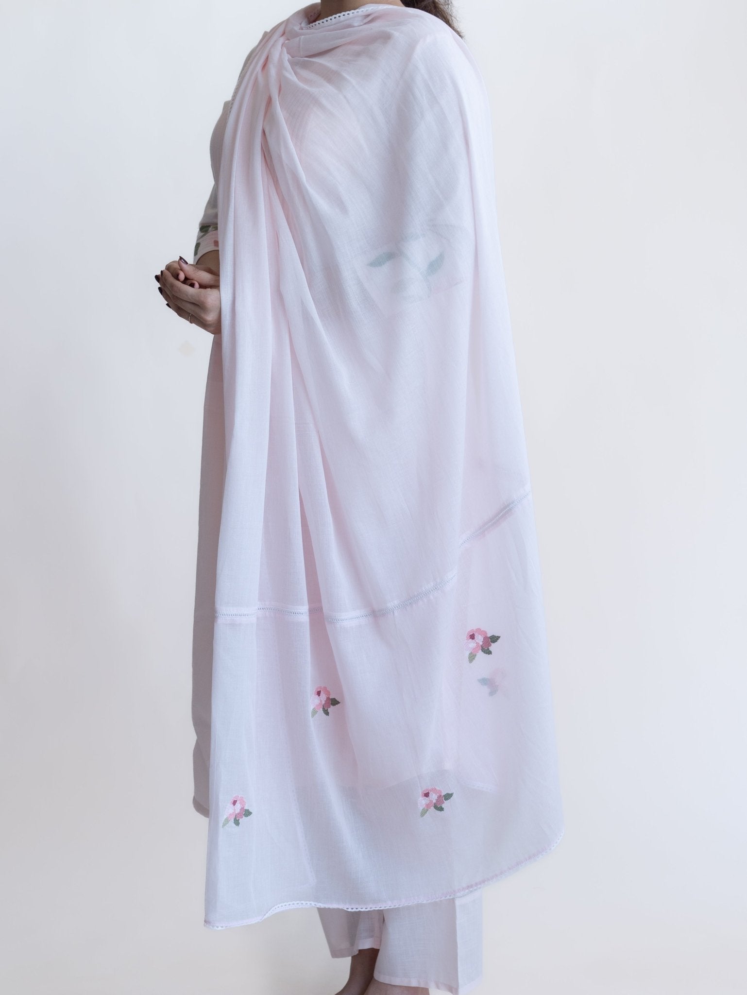 Zimryn Cotton Embroidered A - Line Suit Set - AINA