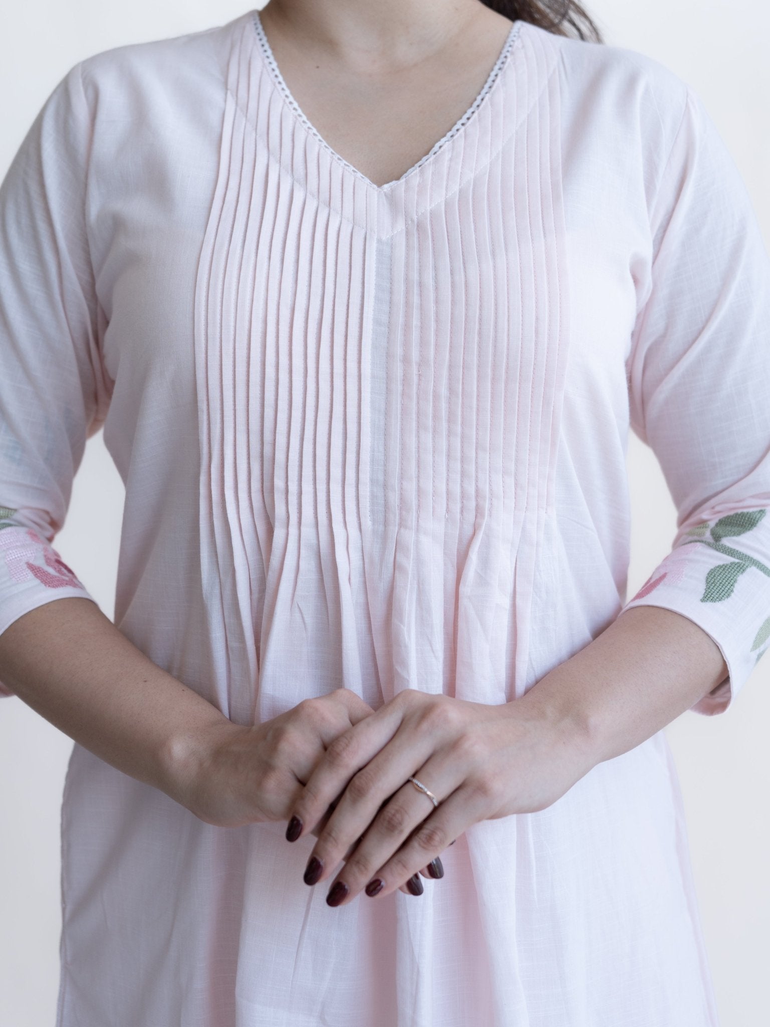 Zimryn Cotton Embroidered A - Line Suit Set - AINA